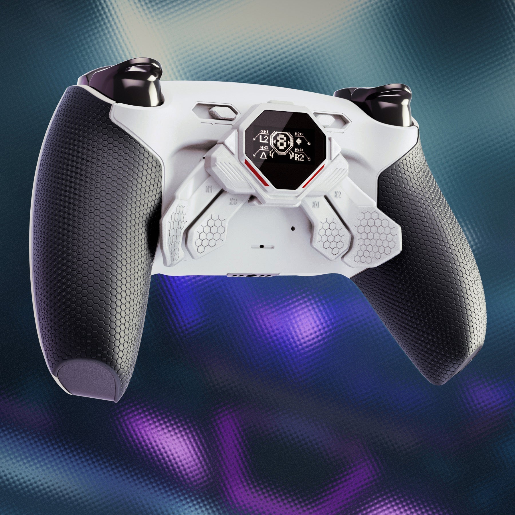 eXtremeRate SPARK Back Paddles Kit with OLED Display & Clicky Trigger Stops & Ergonomic Grips for PS5 Controller BDM-010/020 - Rubberized White & Black eXtremeRate