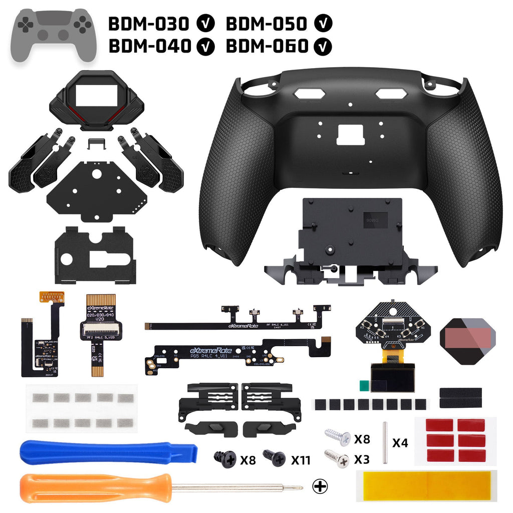 eXtremeRate SPARK Back Paddles Kit with OLED Display & Clicky Trigger Stops & Ergonomic Grips for PS5 Controller BDM-030/040/050/060 - Rubberized Black eXtremeRate