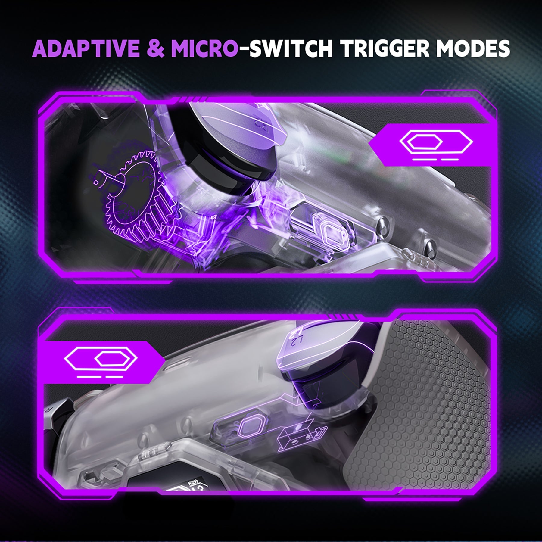 eXtremeRate SPARK Back Paddles Kit with OLED Display & Clicky Trigger Stops & Ergonomic Grips for PS5 Controller BDM-030/040/050/060 - Rubberized Clear & Gray eXtremeRate