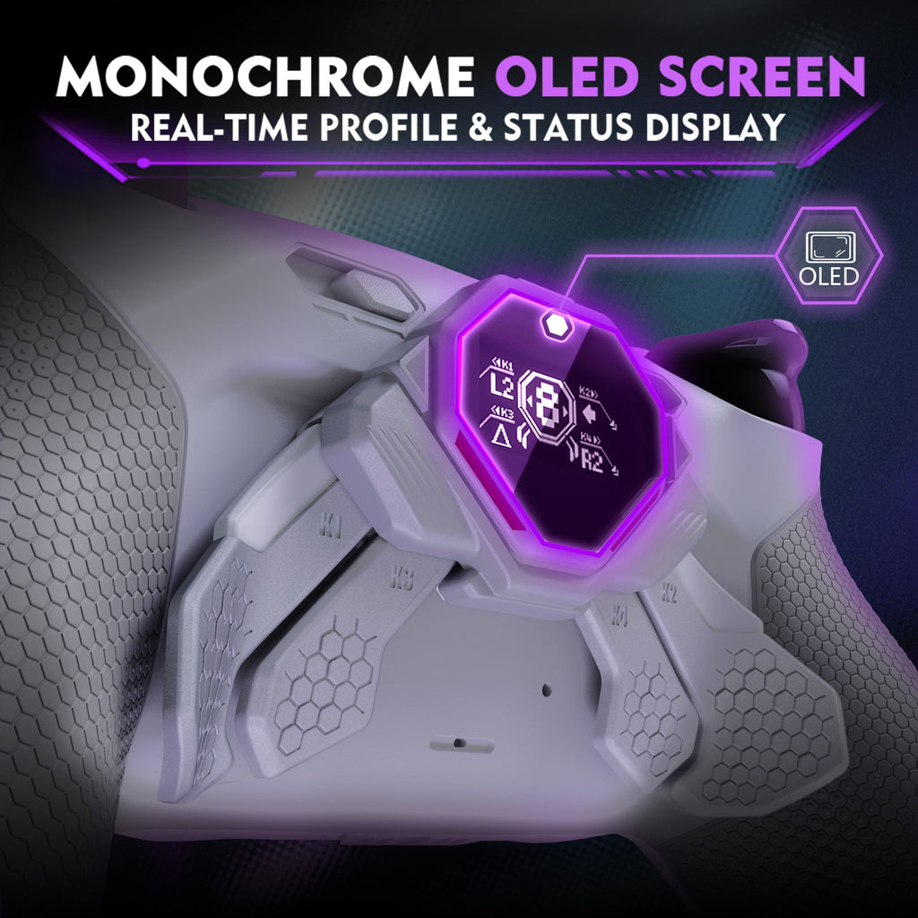 eXtremeRate SPARK Back Paddles Kit with OLED Display & Clicky Trigger Stops & Ergonomic Grips for PS5 Controller BDM-030/040/050/060 - Rubberized Gray & New Hope Gray eXtremeRate