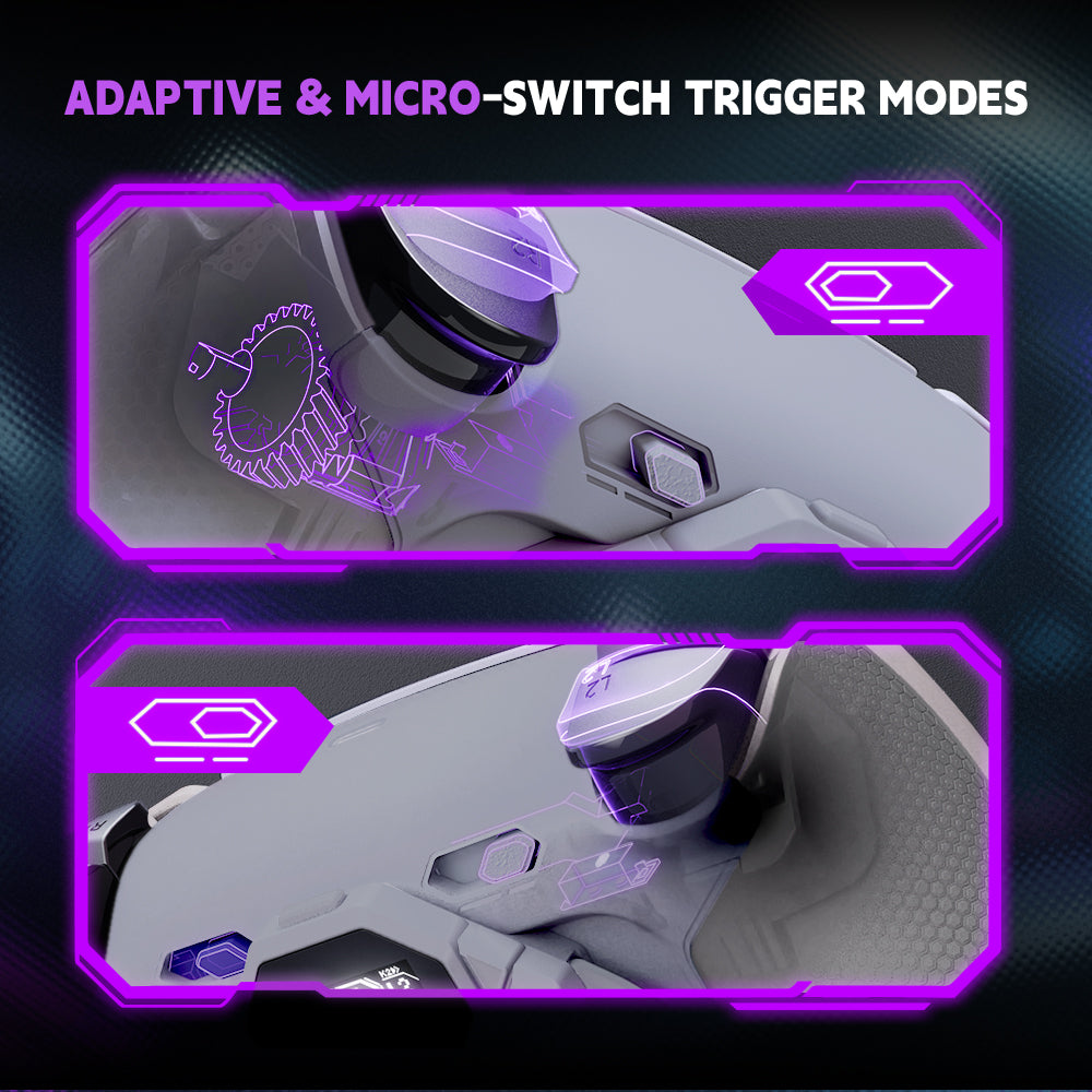 eXtremeRate SPARK Back Paddles Kit with OLED Display & Clicky Trigger Stops & Ergonomic Grips for PS5 Controller BDM-030/040/050/060 - Rubberized Gray & New Hope Gray eXtremeRate