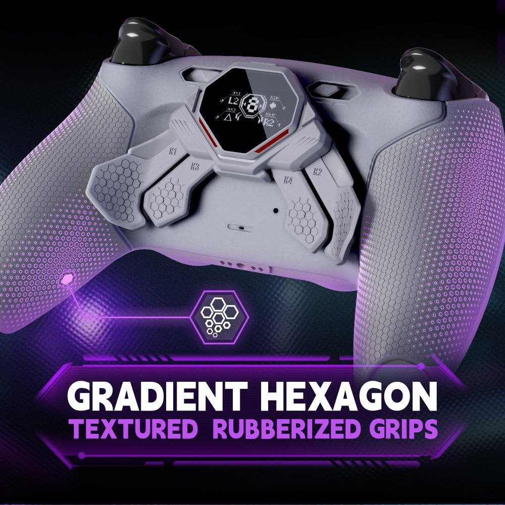 eXtremeRate SPARK Back Paddles Kit with OLED Display & Clicky Trigger Stops & Ergonomic Grips for PS5 Controller BDM-030/040/050/060 - Rubberized Gray & New Hope Gray eXtremeRate