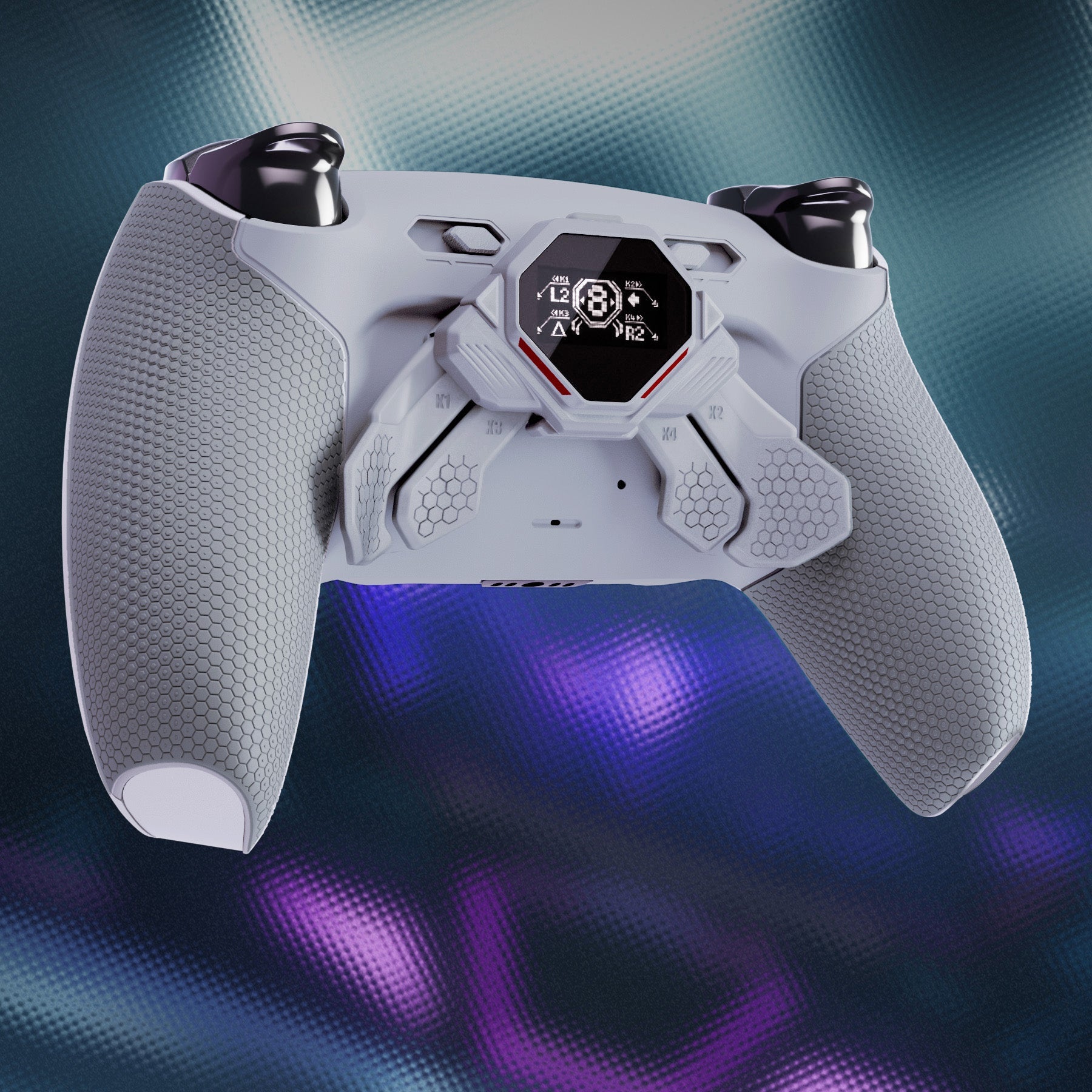 eXtremeRate SPARK Back Paddles Kit with OLED Display & Clicky Trigger Stops & Ergonomic Grips for PS5 Controller BDM-030/040/050/060 - Rubberized Gray & New Hope Gray eXtremeRate