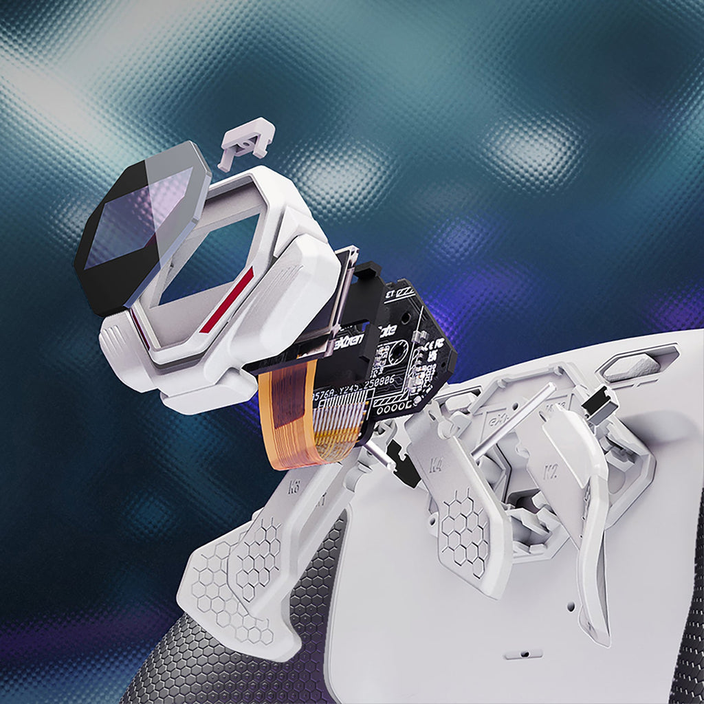 eXtremeRate SPARK Back Paddles Kit with OLED Display & Clicky Trigger Stops & Ergonomic Grips for PS5 Controller BDM-030/040/050/060 - Rubberized White & Black eXtremeRate
