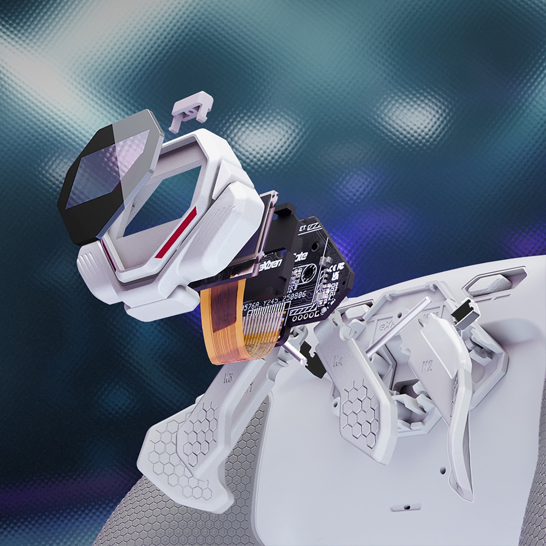 eXtremeRate SPARK Back Paddles Kit with OLED Display & Clicky Trigger Stops & Ergonomic Grips for PS5 Controller BDM-030/040/050/060 - Rubberized White & Gray eXtremeRate