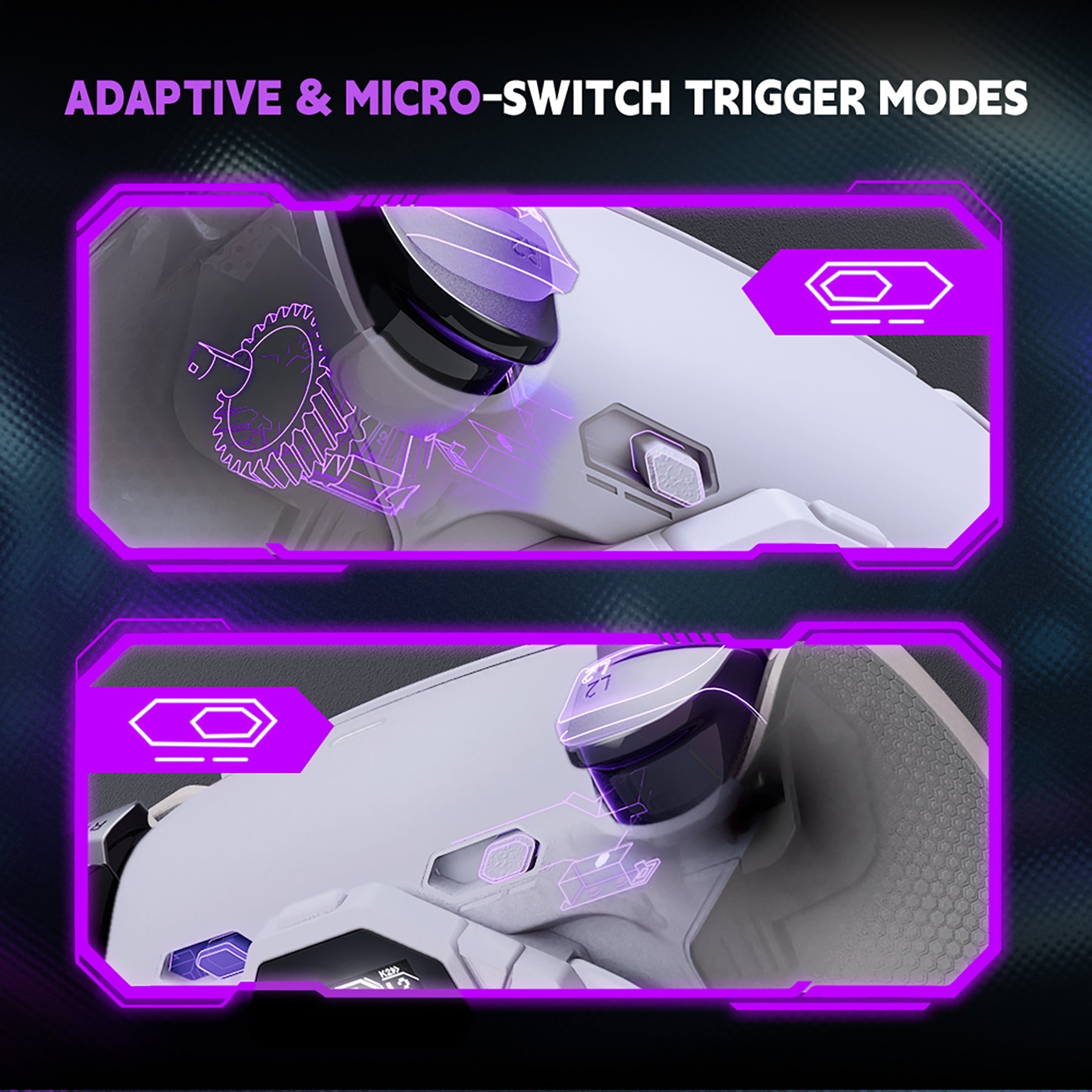 eXtremeRate SPARK Back Paddles Kit with OLED Display & Clicky Trigger Stops & Ergonomic Grips for PS5 Controller BDM-030/040/050/060 - Rubberized White & Gray eXtremeRate