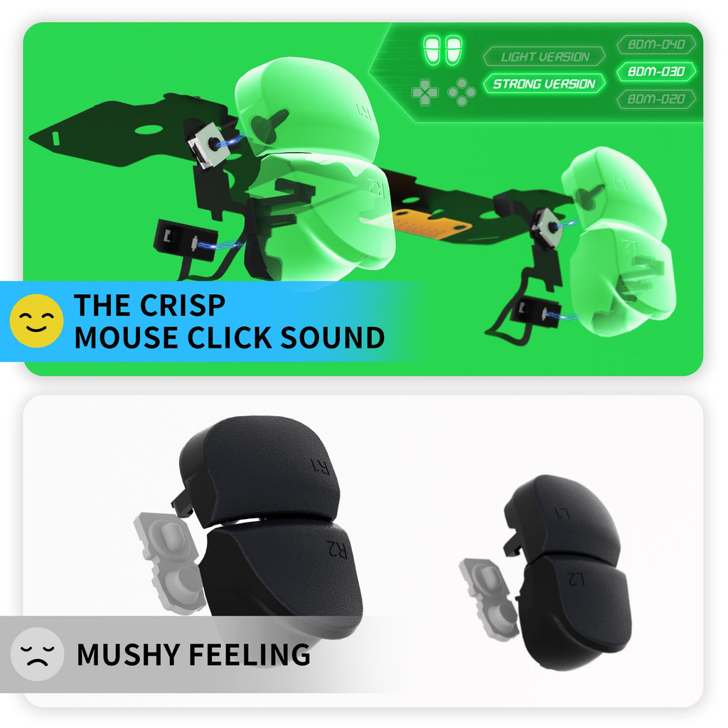 eXtremeRate Shoulder Buttons Micro Switch - Strong Version Tactile Clicky Hair Trigger Kit for PS5 Controller BDM-030 eXtremeRate