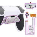eXtremeRate Silver Real Metal Buttons (RMB) Version RISE4 V3 Remap Kit for PS5 Controller BDM-030/040/050 - Rubberized Black Grips with White Back Shell eXtremeRate