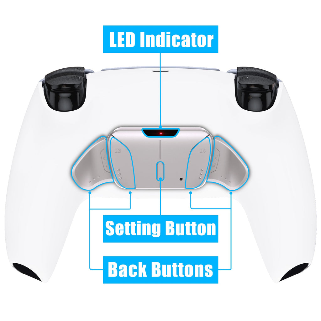 eXtremeRate Silver Real Metal Buttons (RMB) Version RISE4 V3 Remap Kit for PS5 Controller BDM-030/040/050 - White eXtremeRate