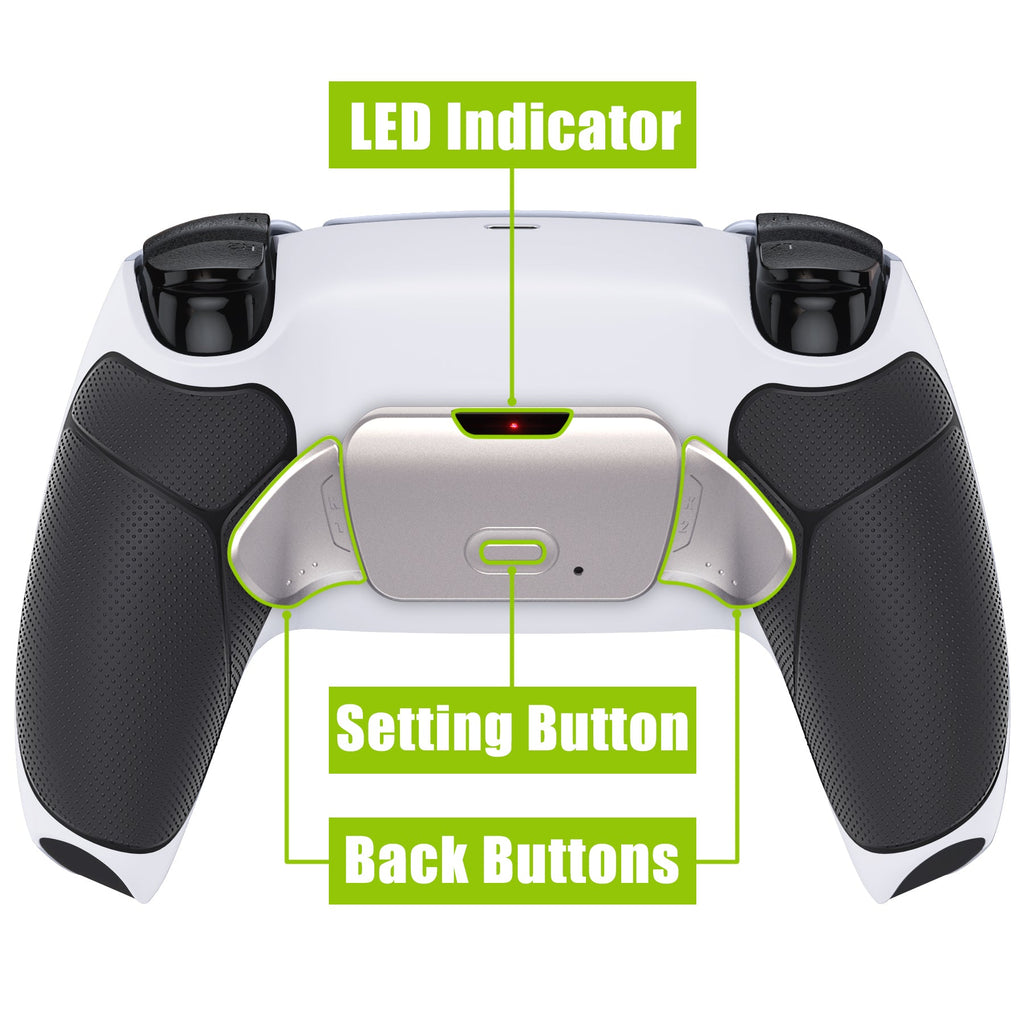 eXtremeRate Silver Real Metal Buttons (RMB) Version RISE V3 Remap Kit for PS5 Controller BDM-030/040/050 - Rubberized Black with White Back Shell eXtremeRate