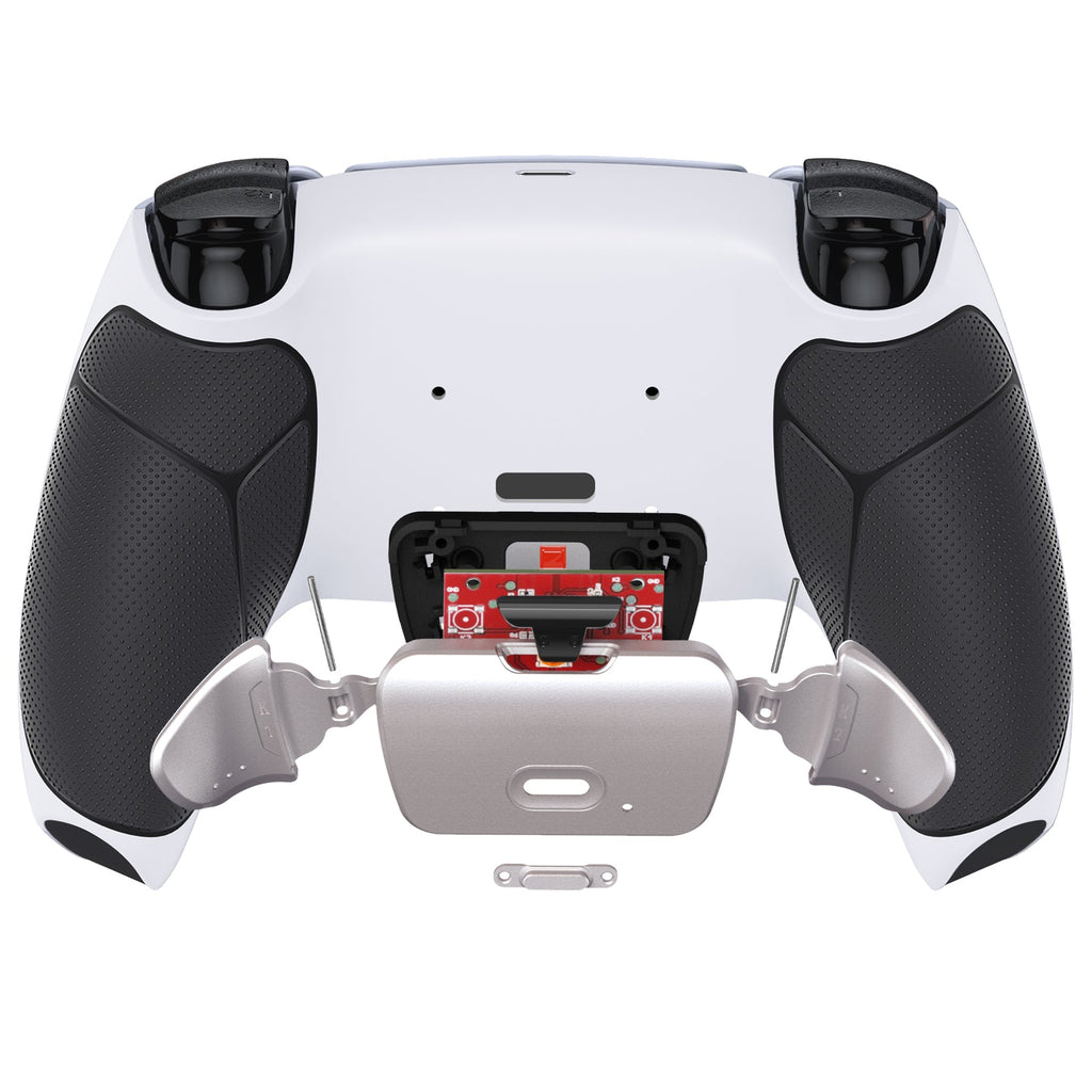 eXtremeRate Silver Real Metal Buttons (RMB) Version RISE V3 Remap Kit for PS5 Controller BDM-030/040/050 - Rubberized Black with White Back Shell eXtremeRate