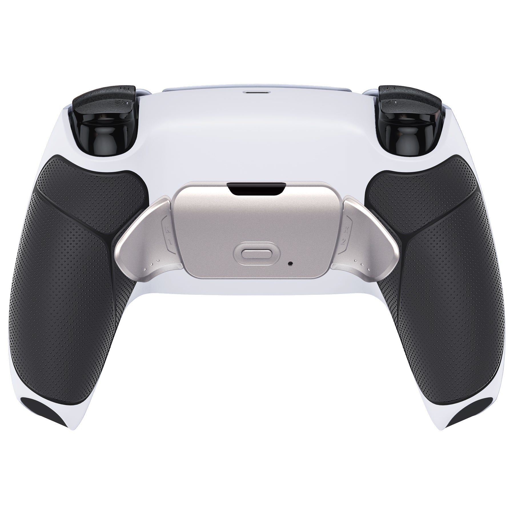 eXtremeRate Silver Real Metal Buttons (RMB) Version RISE V3 Remap Kit for PS5 Controller BDM-030/040/050 - Rubberized Black with White Back Shell eXtremeRate