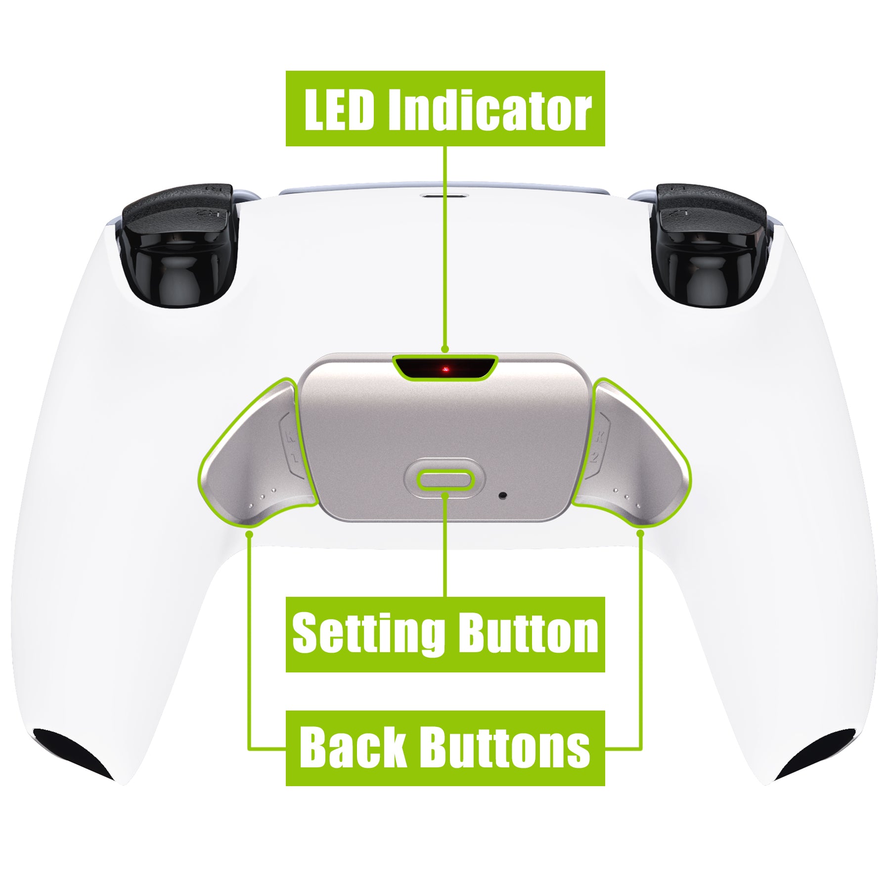 eXtremeRate Silver Real Metal Buttons (RMB) Version RISE V3 Remap Kit for PS5 Controller BDM-030/040/050 - White eXtremeRate