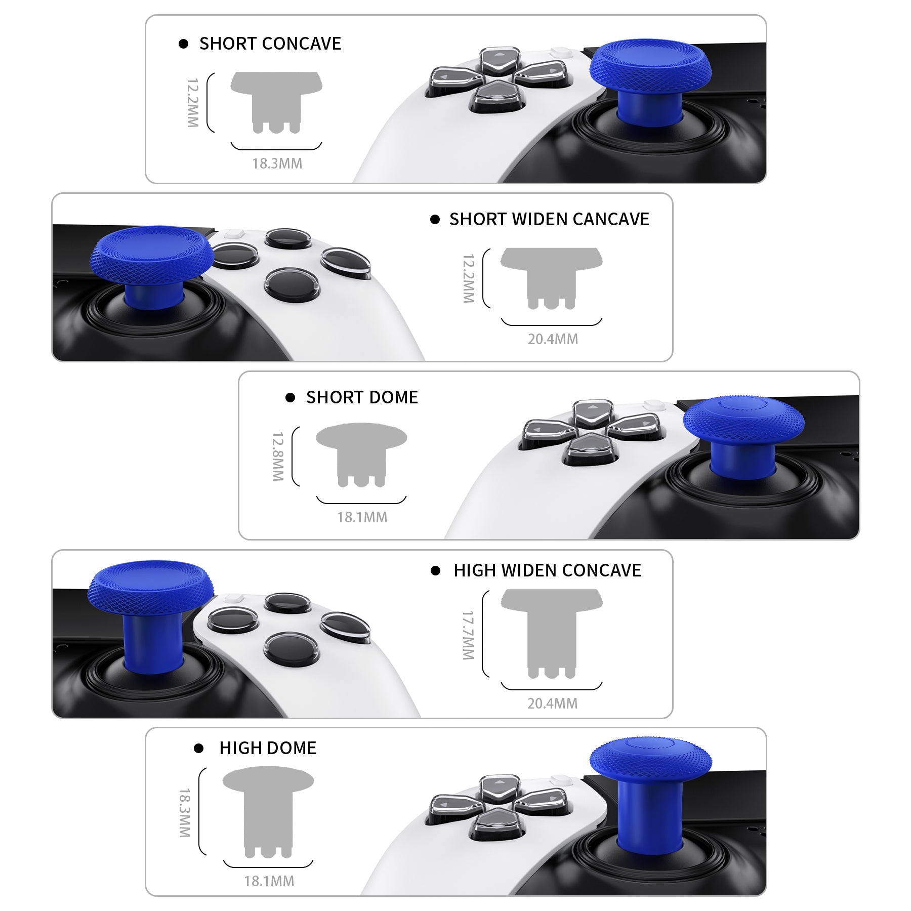 eXtremeRate ThumbsGear Interchangeable Thumbsticks for PS5 Edge Controller - Blue eXtremeRate