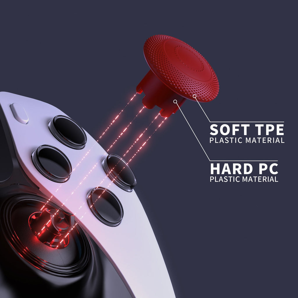 eXtremeRate ThumbsGear Interchangeable Thumbsticks for PS5 Edge Controller - Carmine Red eXtremeRate