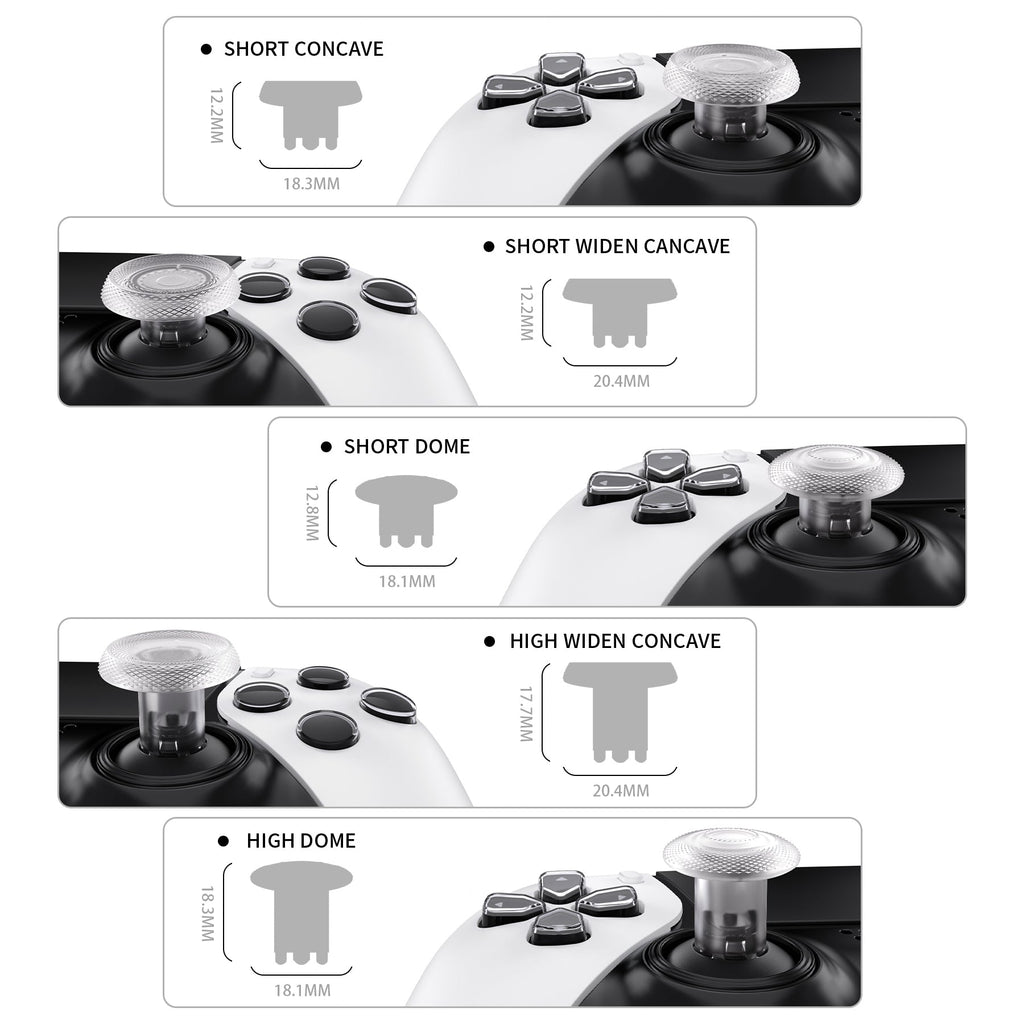 eXtremeRate ThumbsGear Interchangeable Thumbsticks for PS5 Edge Controller - Clear eXtremeRate