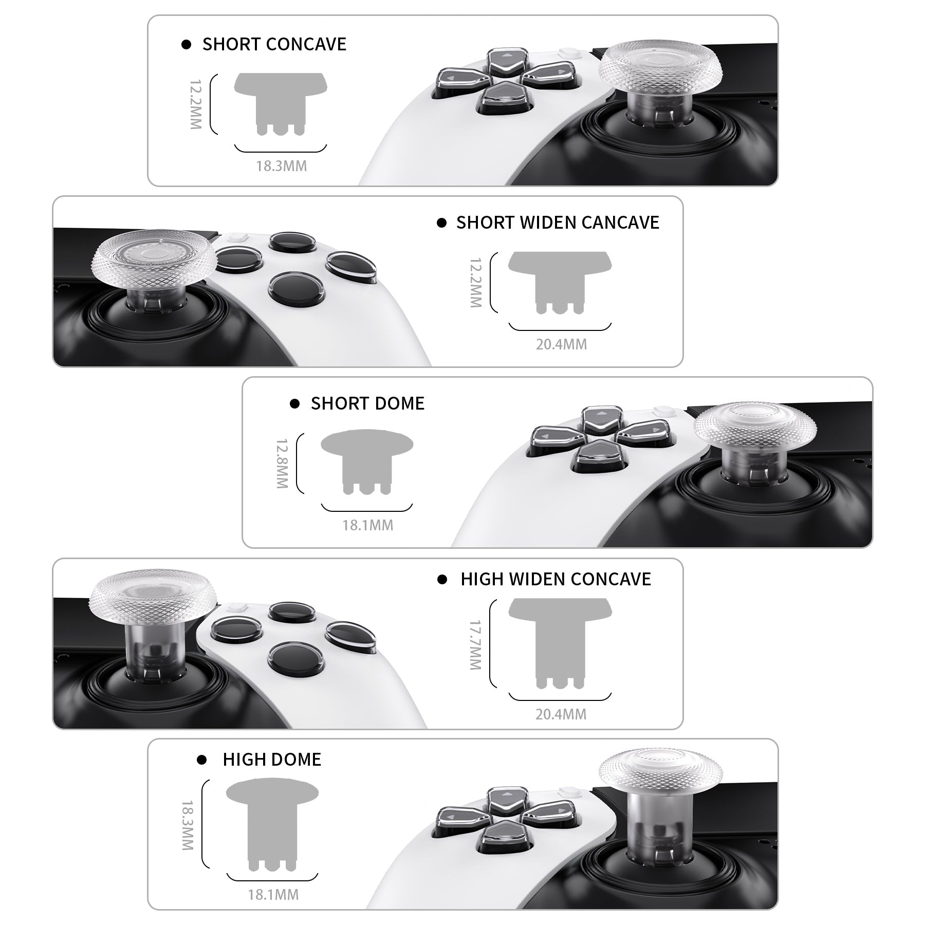 eXtremeRate ThumbsGear Interchangeable Thumbsticks for PS5 Edge Controller - Clear eXtremeRate