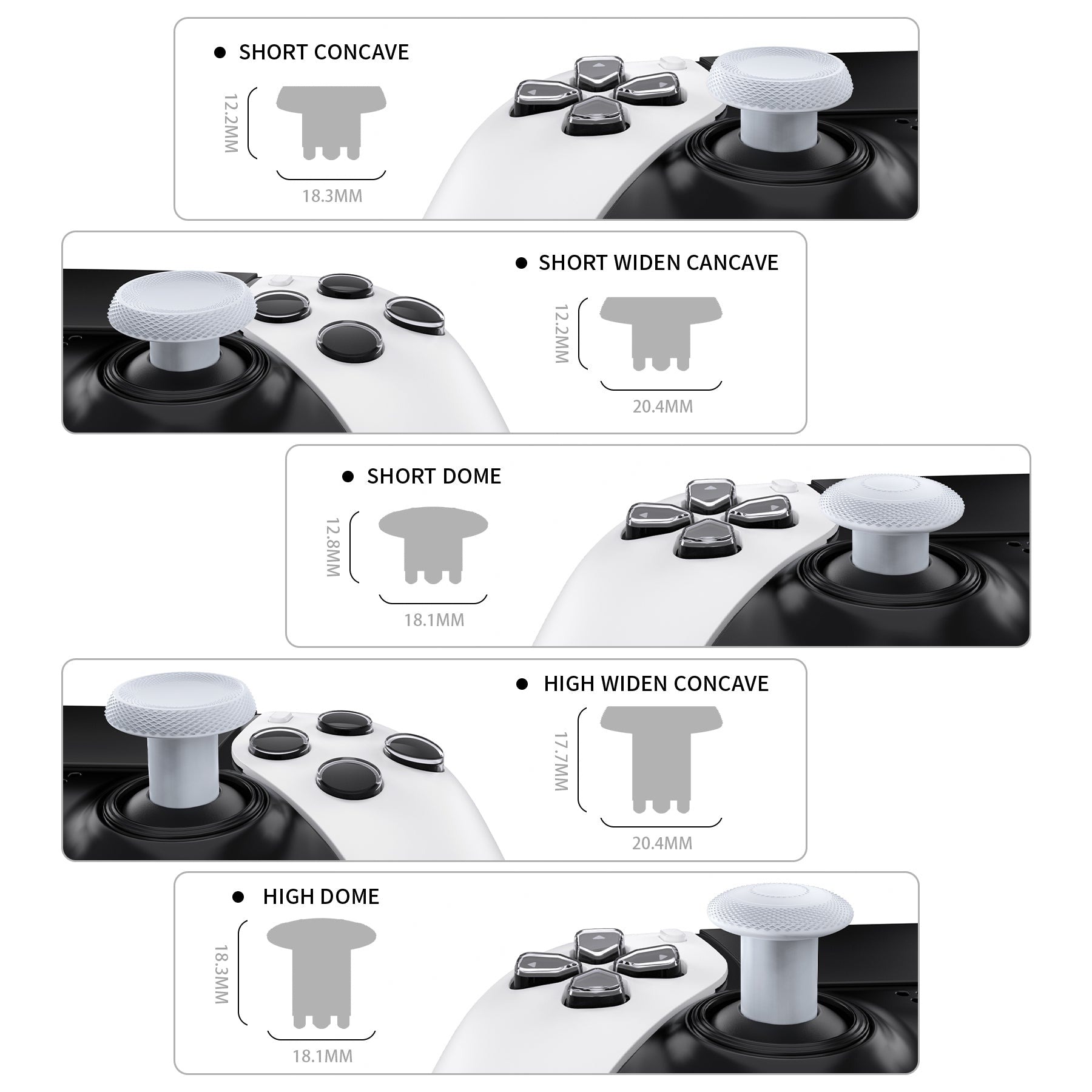 eXtremeRate ThumbsGear Interchangeable Thumbsticks for PS5 Edge Controller - Original White eXtremeRate