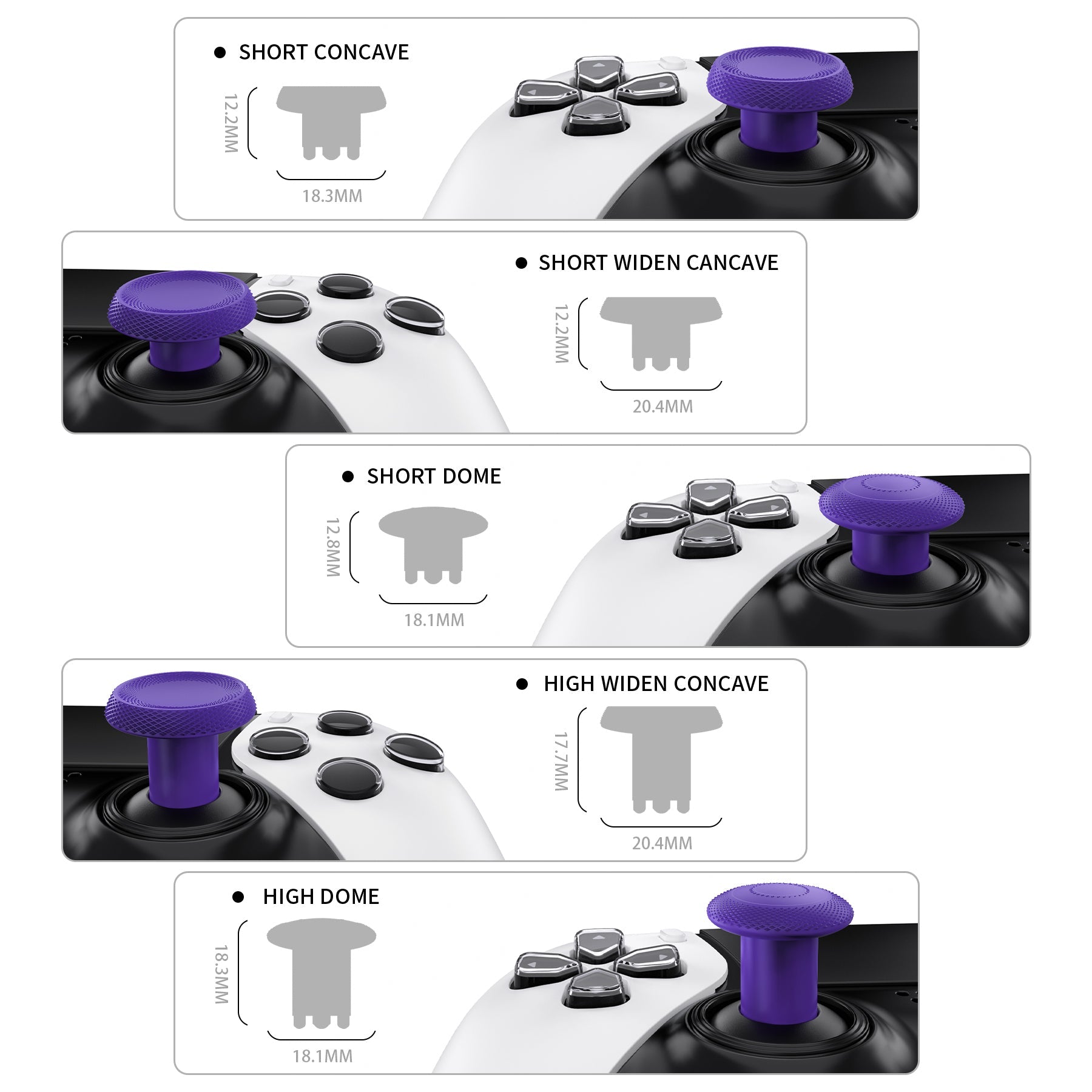 eXtremeRate ThumbsGear Interchangeable Thumbsticks for PS5 Edge Controller - Purple eXtremeRate
