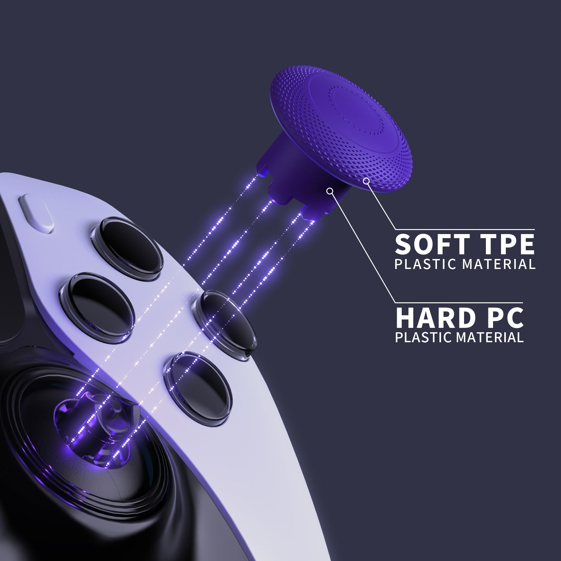eXtremeRate ThumbsGear Interchangeable Thumbsticks for PS5 Edge Controller - Purple eXtremeRate