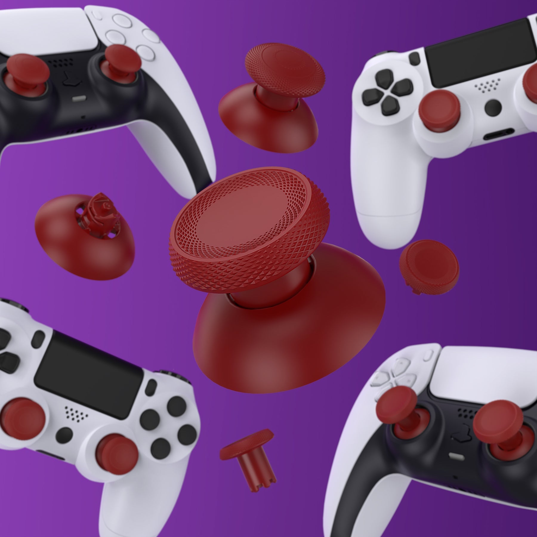 eXtremeRate ThumbsGear V3 Interchangeable Ergonomic Thumbstick for PS5 & PS4 Controller - Carmine Red eXtremeRate