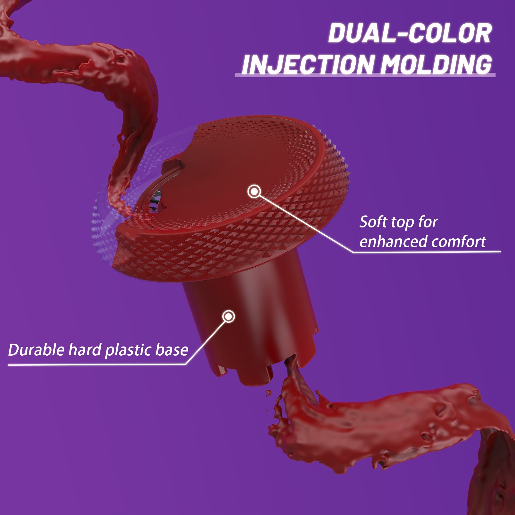 eXtremeRate ThumbsGear V3 Interchangeable Ergonomic Thumbstick for PS5 & PS4 Controller - Carmine Red eXtremeRate