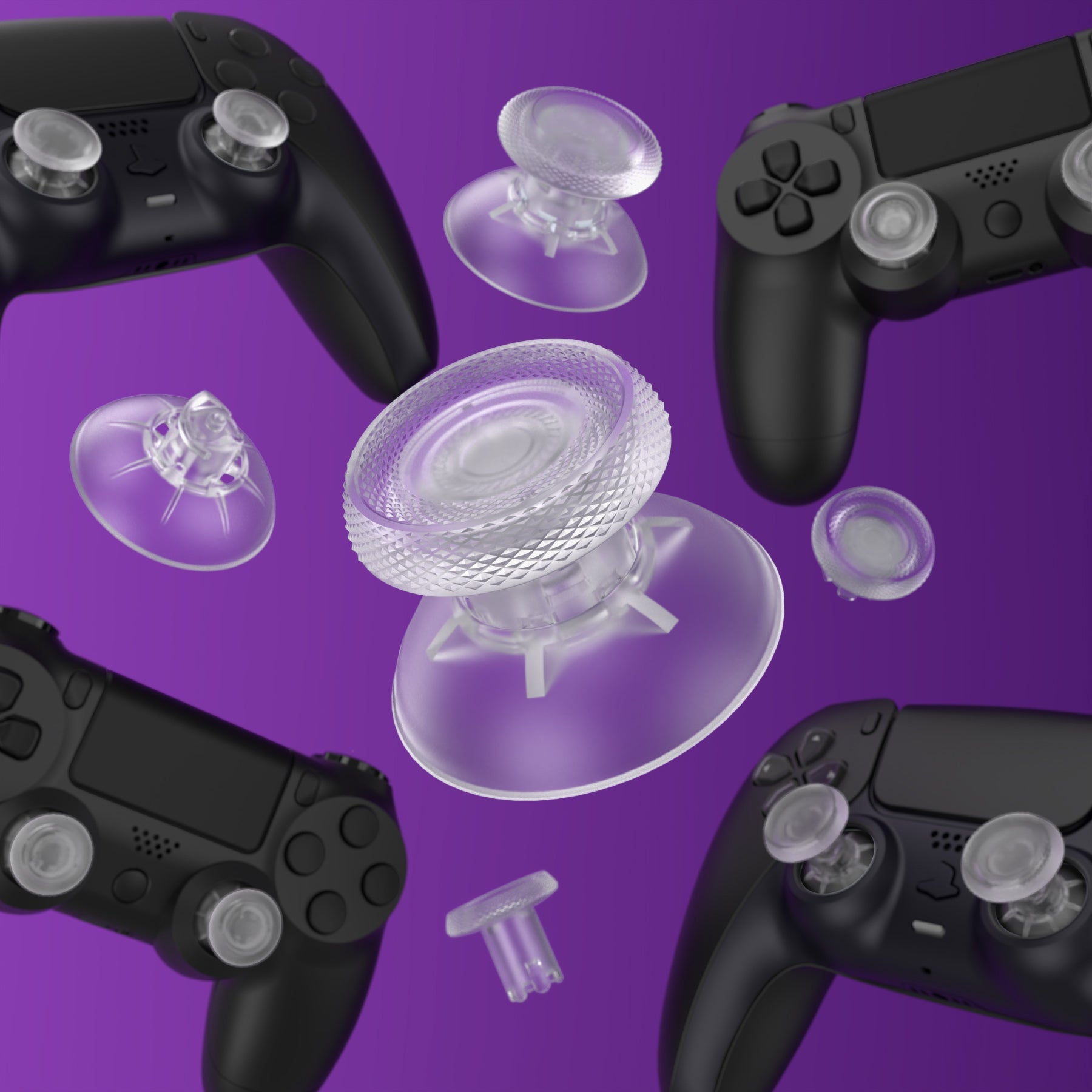 eXtremeRate ThumbsGear V3 Interchangeable Ergonomic Thumbstick for PS5 & PS4 Controller - Clear eXtremeRate