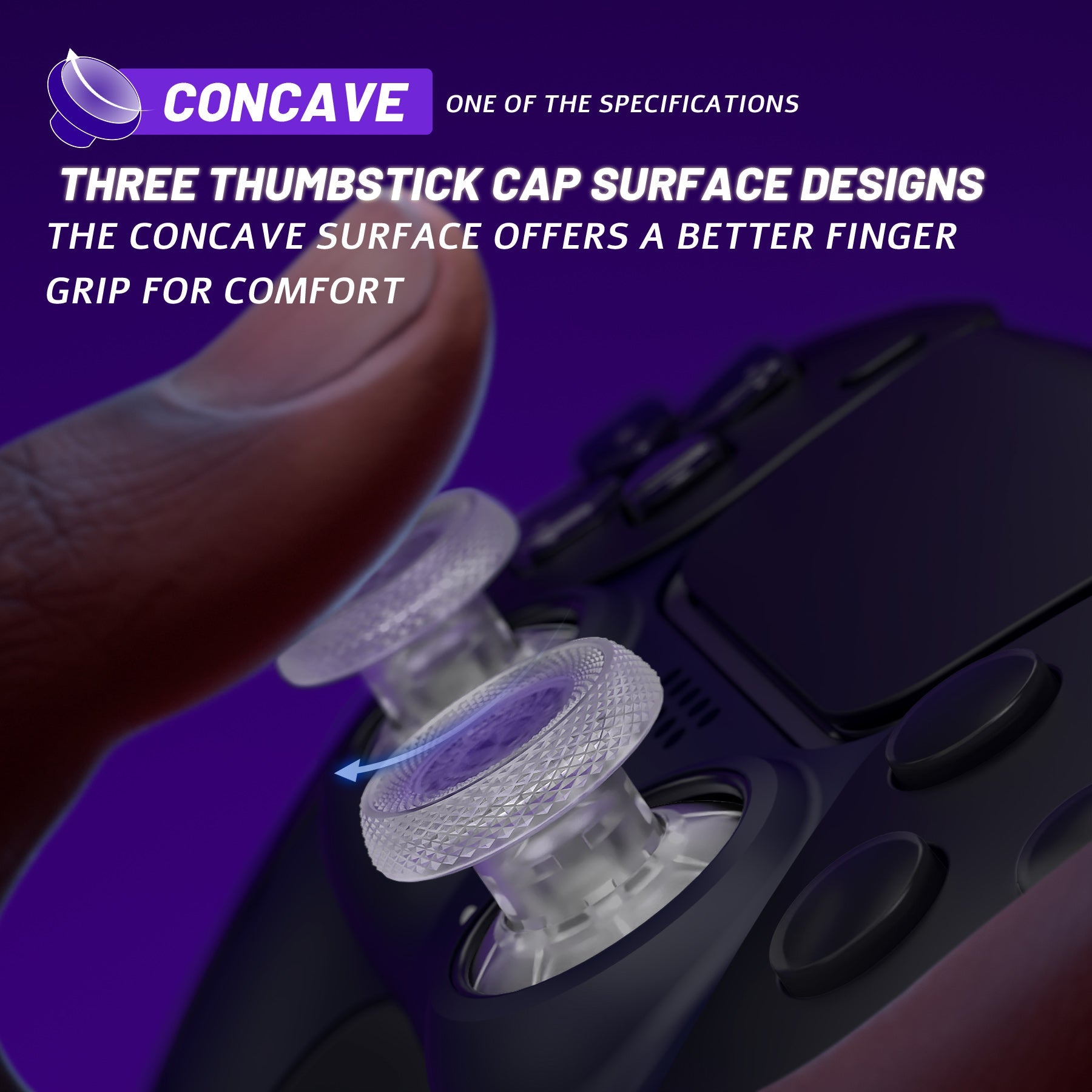 eXtremeRate ThumbsGear V3 Interchangeable Ergonomic Thumbstick for PS5 & PS4 Controller - Clear eXtremeRate