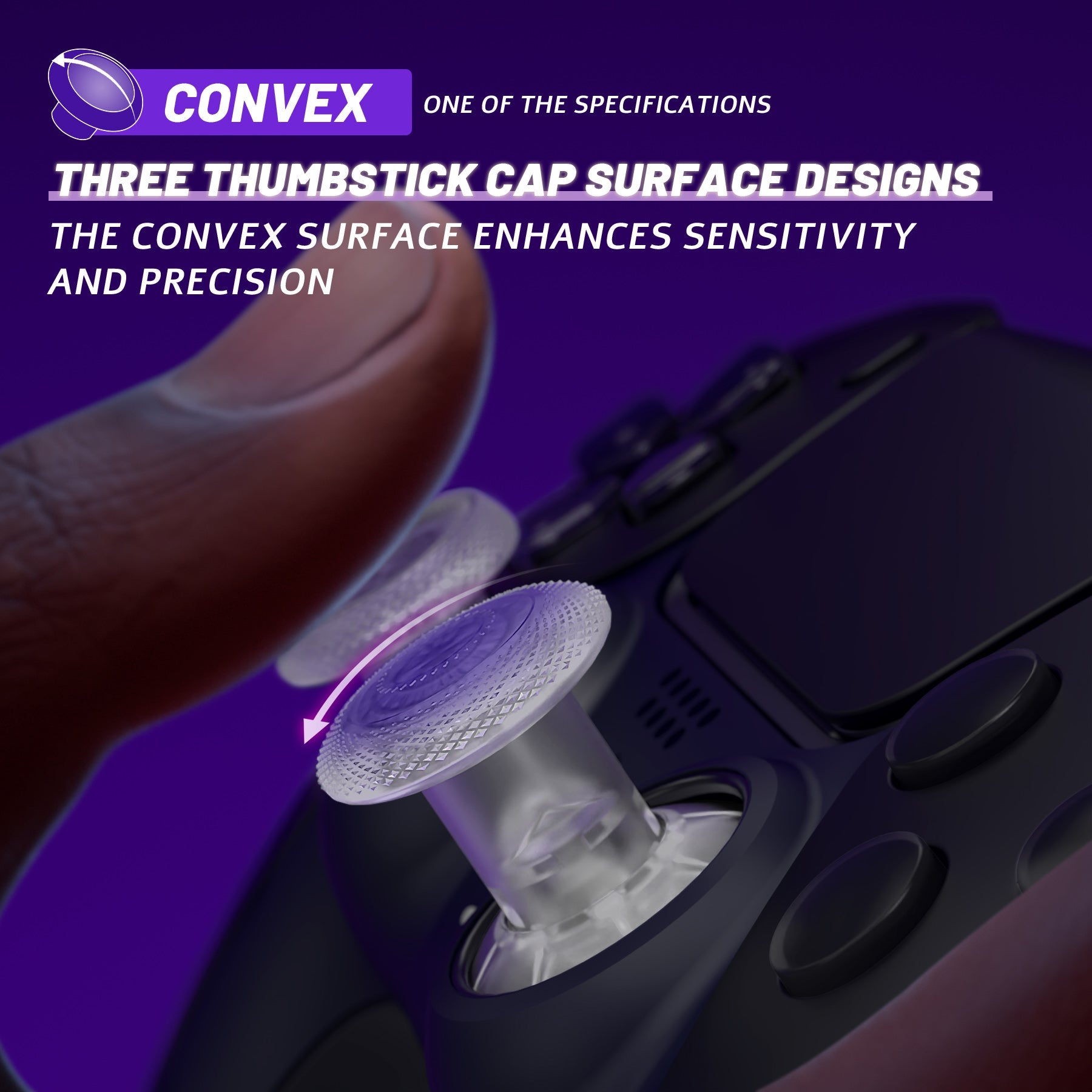 eXtremeRate ThumbsGear V3 Interchangeable Ergonomic Thumbstick for PS5 & PS4 Controller - Clear eXtremeRate