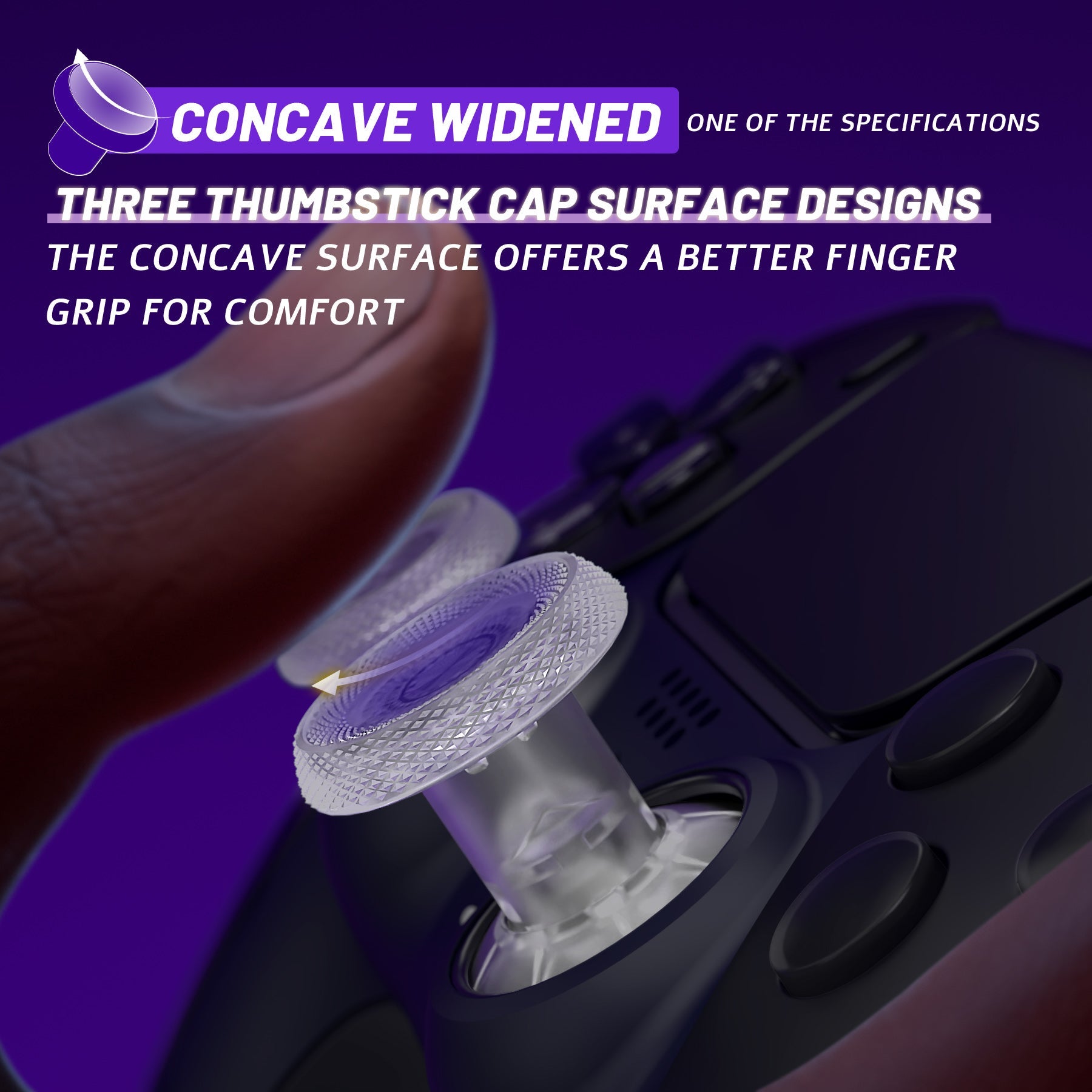 eXtremeRate ThumbsGear V3 Interchangeable Ergonomic Thumbstick for PS5 & PS4 Controller - Clear eXtremeRate
