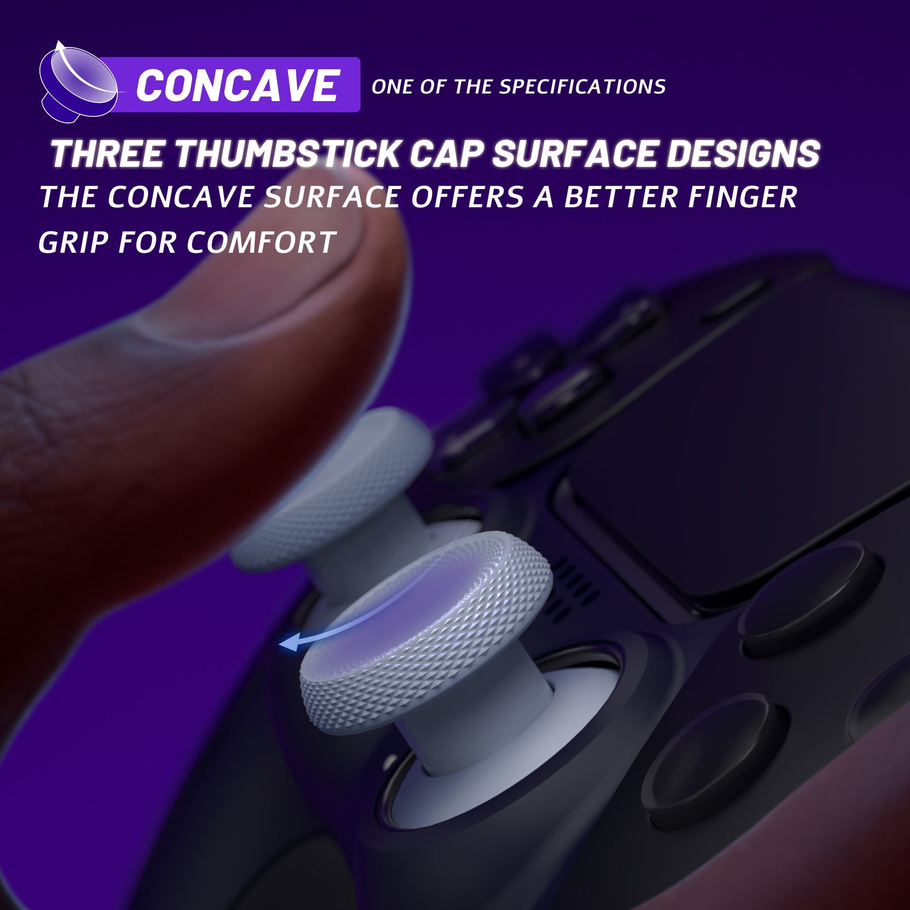 eXtremeRate ThumbsGear V3 Interchangeable Ergonomic Thumbstick for PS5 & PS4 Controller - Original White eXtremeRate