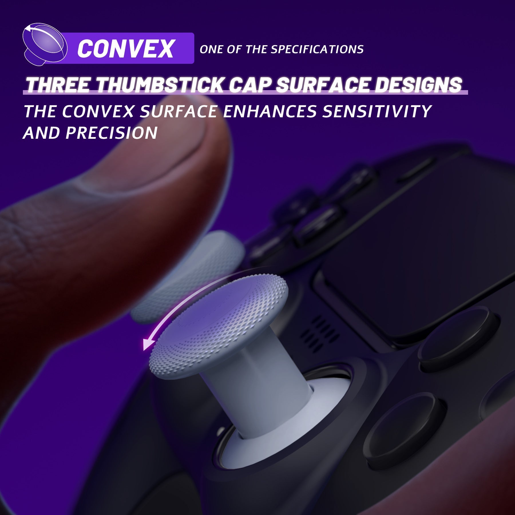 eXtremeRate ThumbsGear V3 Interchangeable Ergonomic Thumbstick for PS5 & PS4 Controller - Original White eXtremeRate