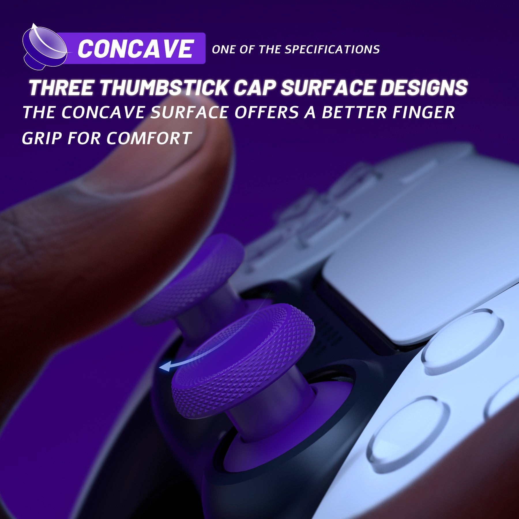 eXtremeRate ThumbsGear V3 Interchangeable Ergonomic Thumbstick for PS5 & PS4 Controller - Purple eXtremeRate