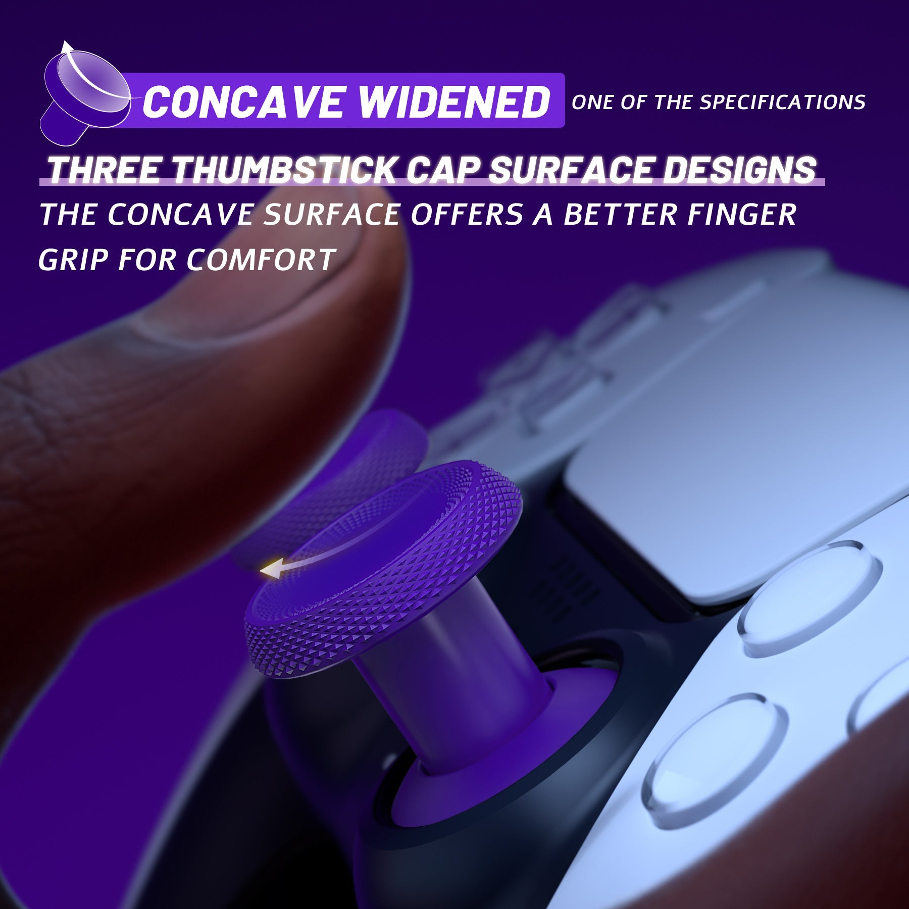 eXtremeRate ThumbsGear V3 Interchangeable Ergonomic Thumbstick for PS5 & PS4 Controller - Purple eXtremeRate