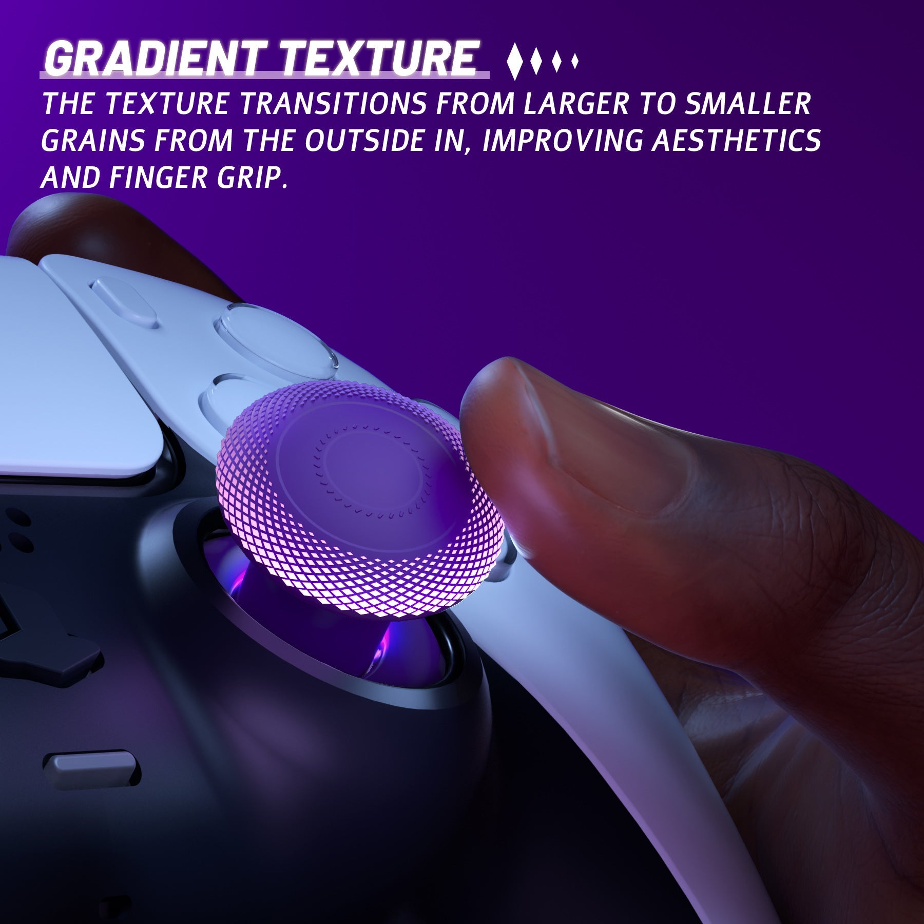 eXtremeRate ThumbsGear V3 Interchangeable Ergonomic Thumbstick for PS5 & PS4 Controller - Purple eXtremeRate