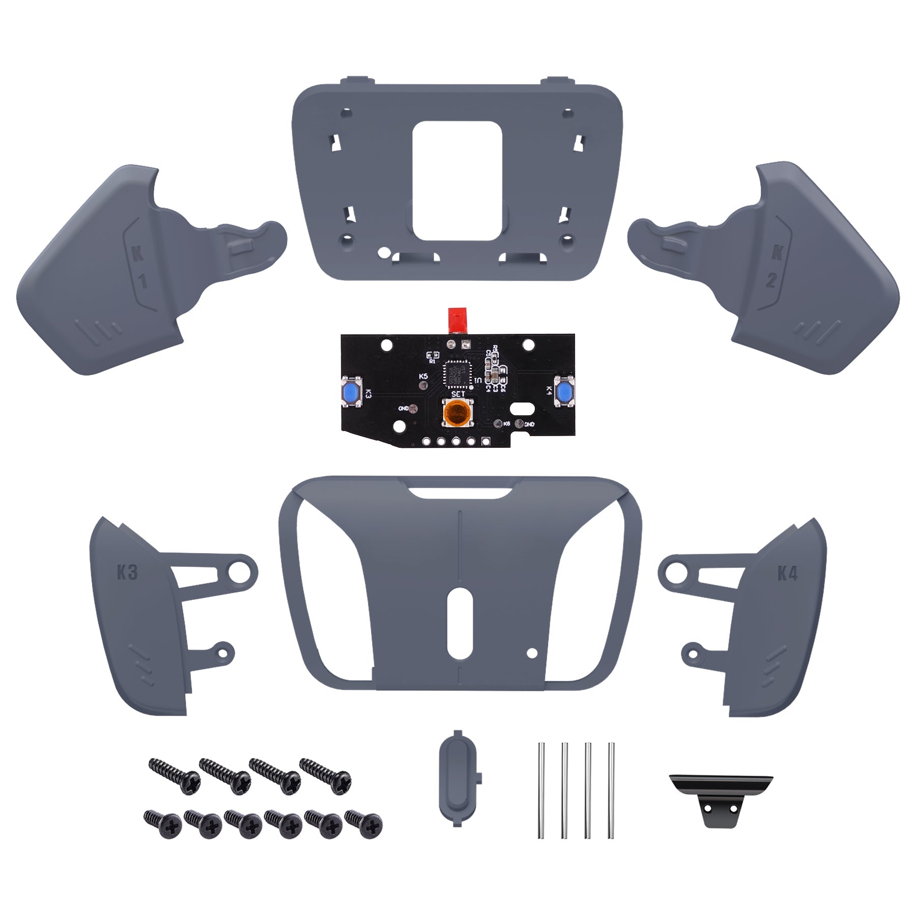 eXtremeRate Turn RISE to RISE4 Kit – Redesigned K1 K2 K3 K4 Back Buttons Housing & Remap PCB Board for eXtremeRate RISE & RISE4 Remap kit, Compatible with PS5 Controller - Sterling Silver eXtremeRate