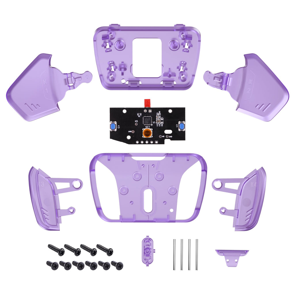eXtremeRate Turn RISE to RISE4 Kit – Redesigned K1 K2 K3 K4 Back Buttons Housing & Remap PCB Board for eXtremeRate RISE & RISE4 Remap kit, Compatible with PS5 Controller - Clear Atomic Purple eXtremeRate