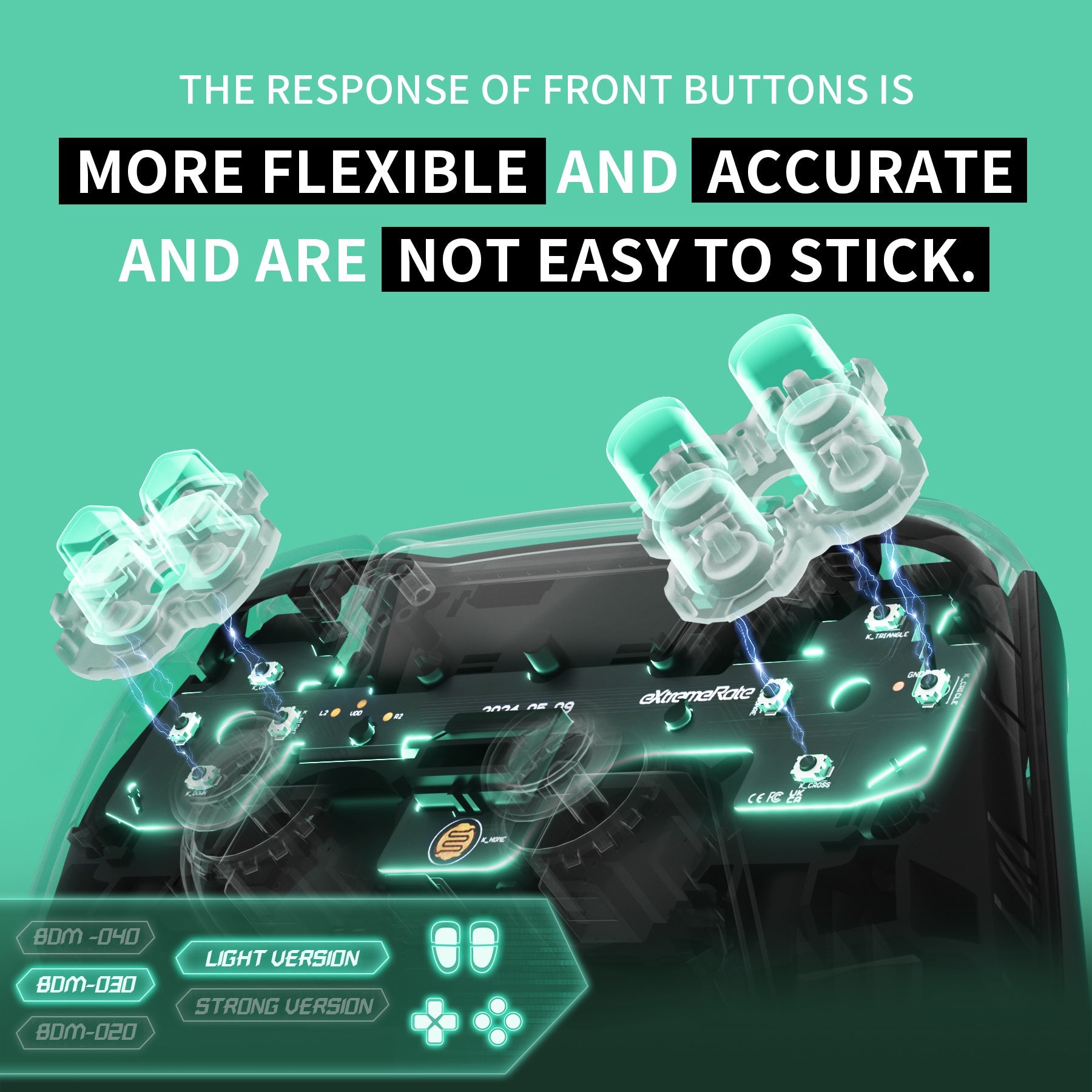 eXtremeRate Whole Set - Light Version Clicky Kit for PS5 Controller BDM-030, Custom Micro Switch L2R2 Face Buttons Clicky Kit and Tactile L1R1 Keys Mouse Click for PS5 Controller eXtremeRate