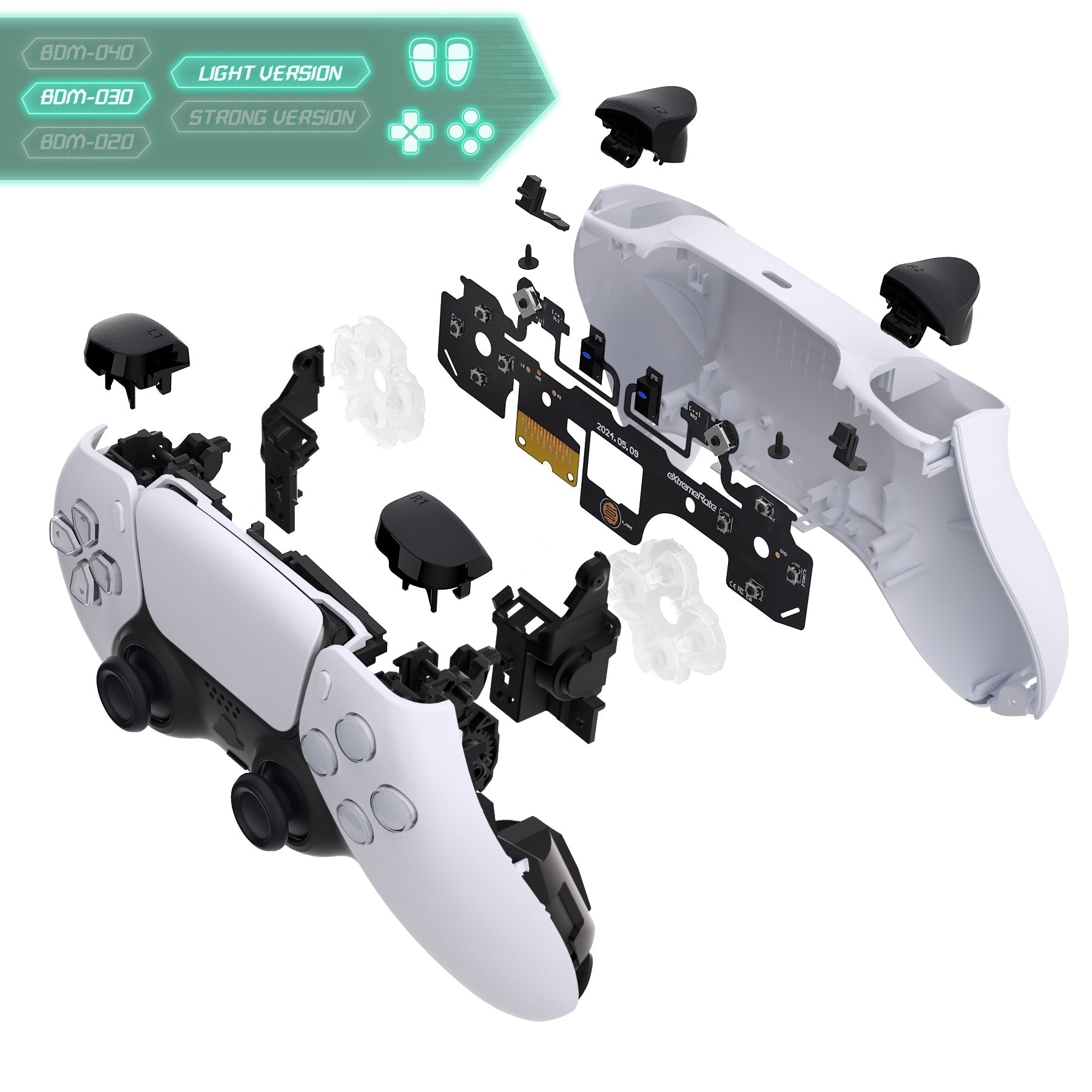 eXtremeRate Whole Set - Light Version Clicky Kit for PS5 Controller BDM-030, Custom Micro Switch L2R2 Face Buttons Clicky Kit and Tactile L1R1 Keys Mouse Click for PS5 Controller eXtremeRate