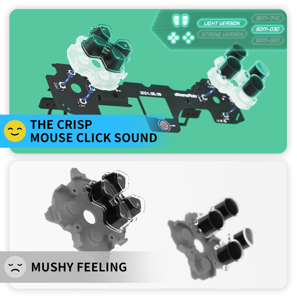 eXtremeRate Whole Set - Light Version Clicky Kit for PS5 Controller BDM-030, Custom Micro Switch L2R2 Face Buttons Clicky Kit and Tactile L1R1 Keys Mouse Click for PS5 Controller eXtremeRate