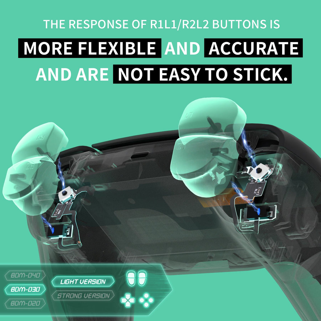 eXtremeRate Whole Set - Light Version Clicky Kit for PS5 Controller BDM-030, Custom Micro Switch L2R2 Face Buttons Clicky Kit and Tactile L1R1 Keys Mouse Click for PS5 Controller eXtremeRate