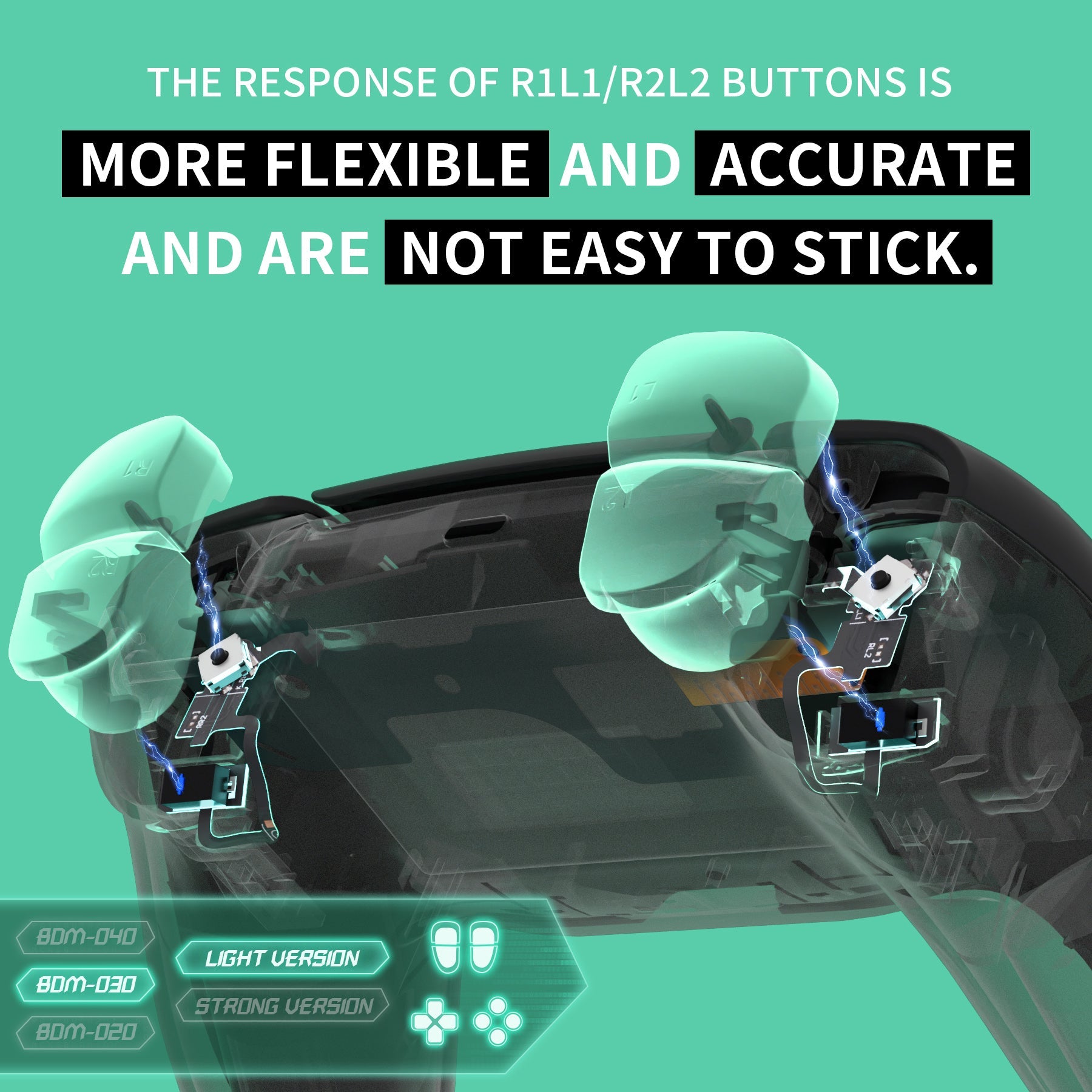 eXtremeRate Whole Set - Light Version Clicky Kit for PS5 Controller BDM-030, Custom Micro Switch L2R2 Face Buttons Clicky Kit and Tactile L1R1 Keys Mouse Click for PS5 Controller eXtremeRate