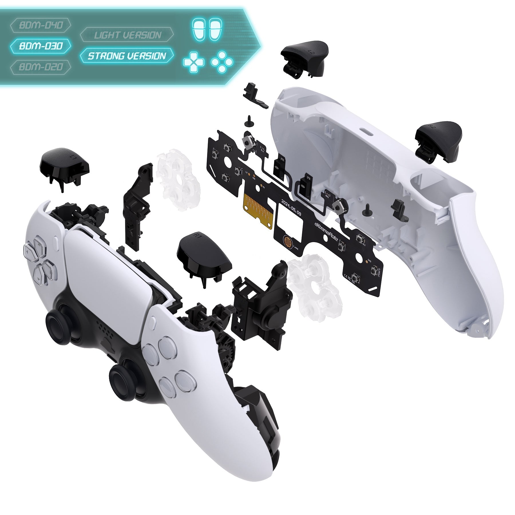 eXtremeRate Whole Set - Strong Version Clicky Kit for PS5 Controller BDM-030, Custom Micro Switch L2R2 Face Buttons Clicky Kit and Tactile L1R1 Keys Mouse Click for PS5 Controller eXtremeRate