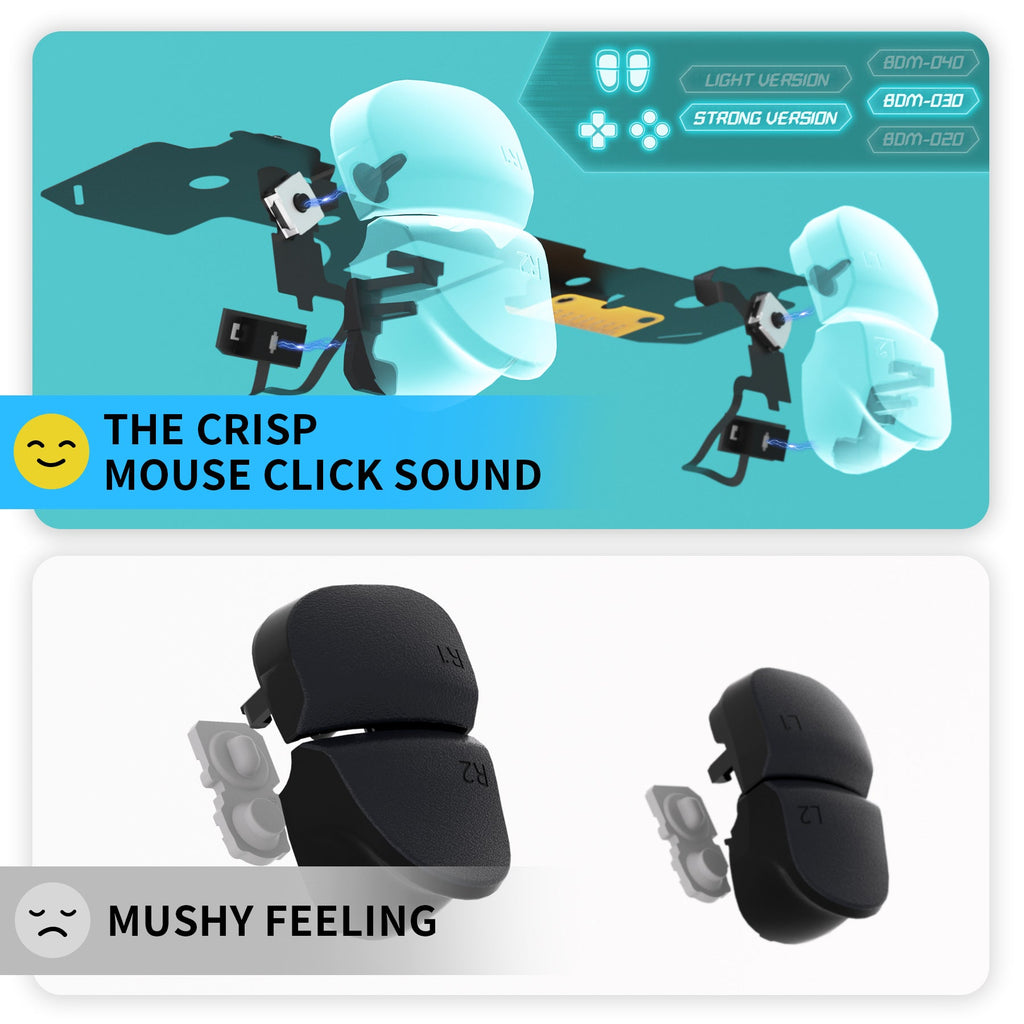 eXtremeRate Whole Set - Strong Version Clicky Kit for PS5 Controller BDM-030, Custom Micro Switch L2R2 Face Buttons Clicky Kit and Tactile L1R1 Keys Mouse Click for PS5 Controller eXtremeRate