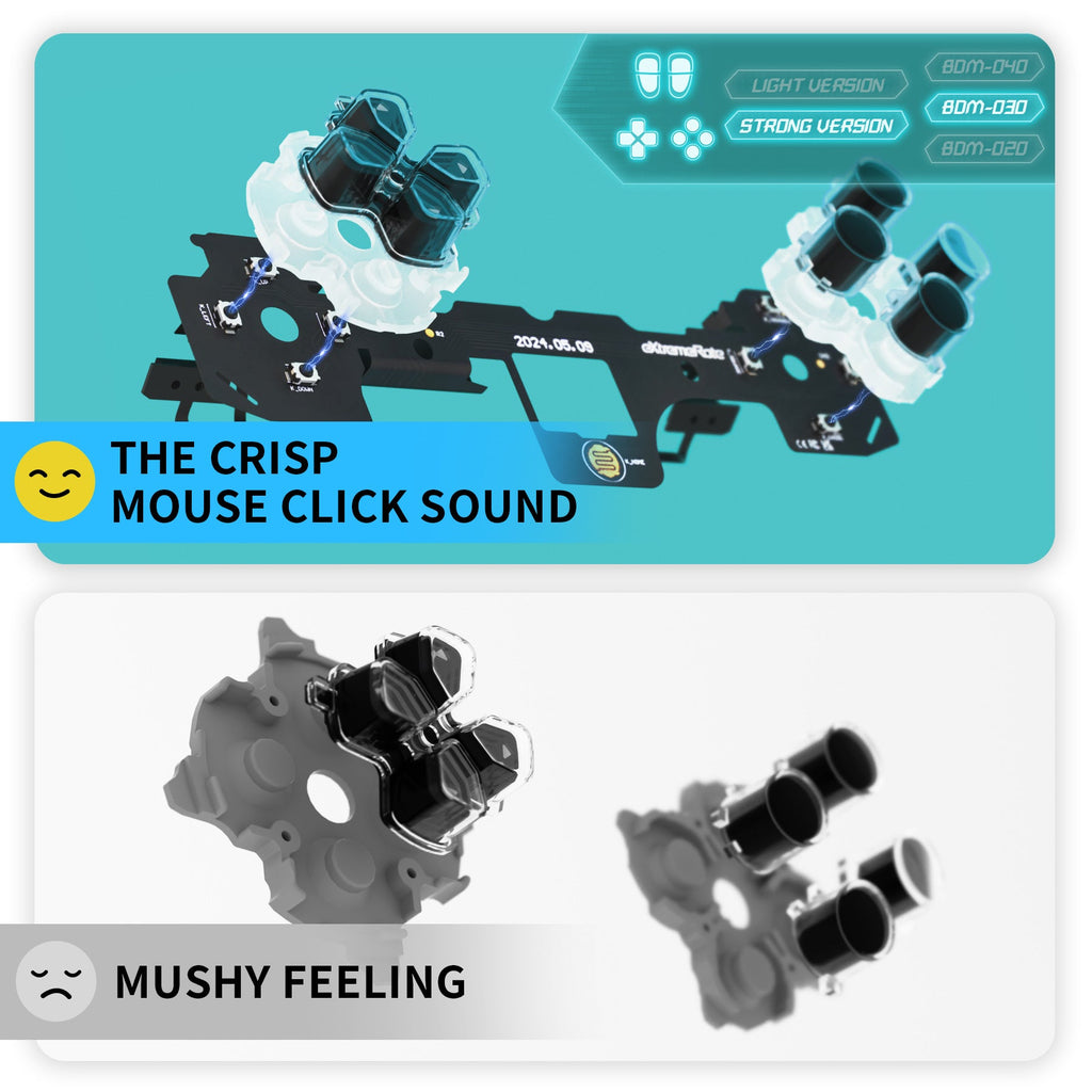 eXtremeRate Whole Set - Strong Version Clicky Kit for PS5 Controller BDM-030, Custom Micro Switch L2R2 Face Buttons Clicky Kit and Tactile L1R1 Keys Mouse Click for PS5 Controller eXtremeRate