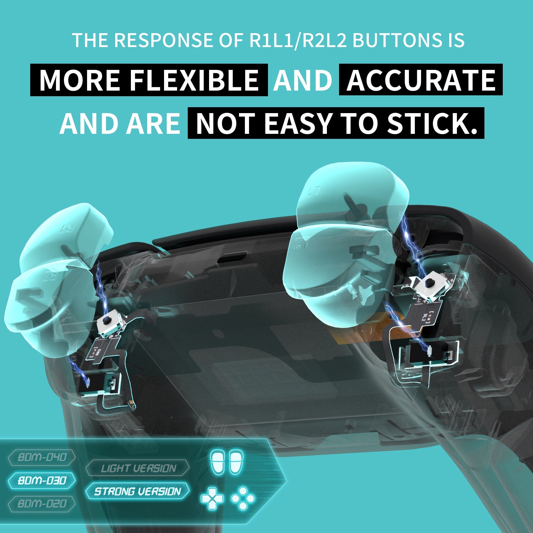 eXtremeRate Whole Set - Strong Version Clicky Kit for PS5 Controller BDM-030, Custom Micro Switch L2R2 Face Buttons Clicky Kit and Tactile L1R1 Keys Mouse Click for PS5 Controller eXtremeRate