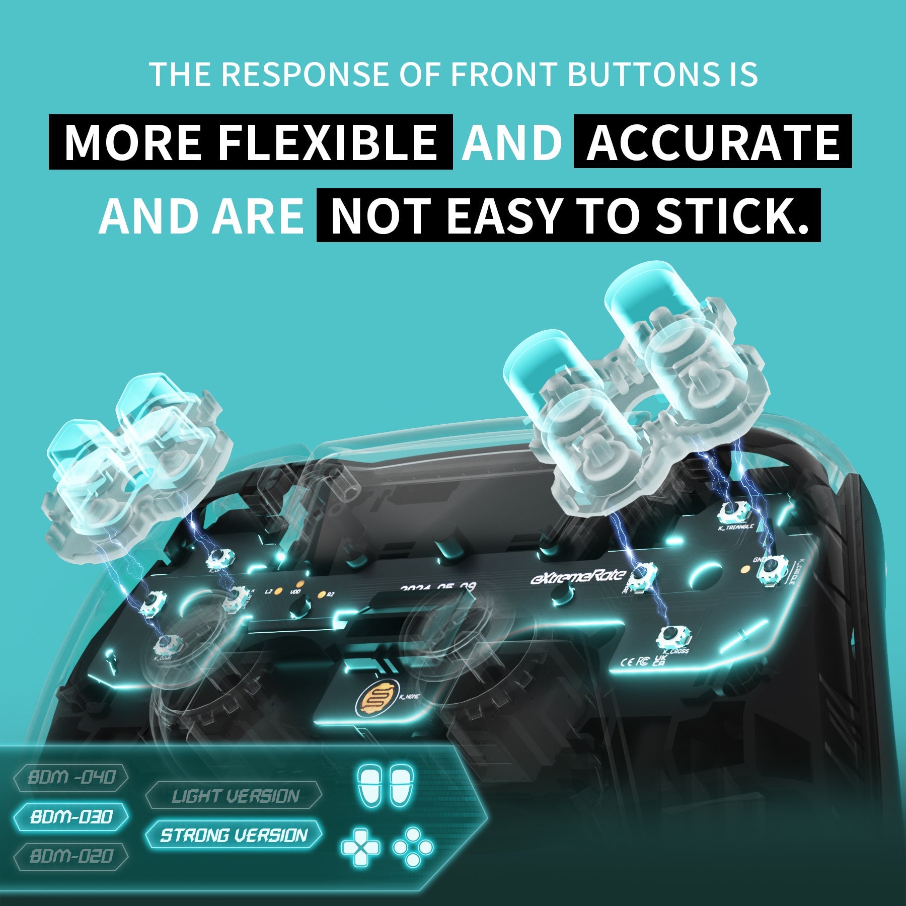 eXtremeRate Whole Set - Strong Version Clicky Kit for PS5 Controller BDM-030, Custom Micro Switch L2R2 Face Buttons Clicky Kit and Tactile L1R1 Keys Mouse Click for PS5 Controller eXtremeRate