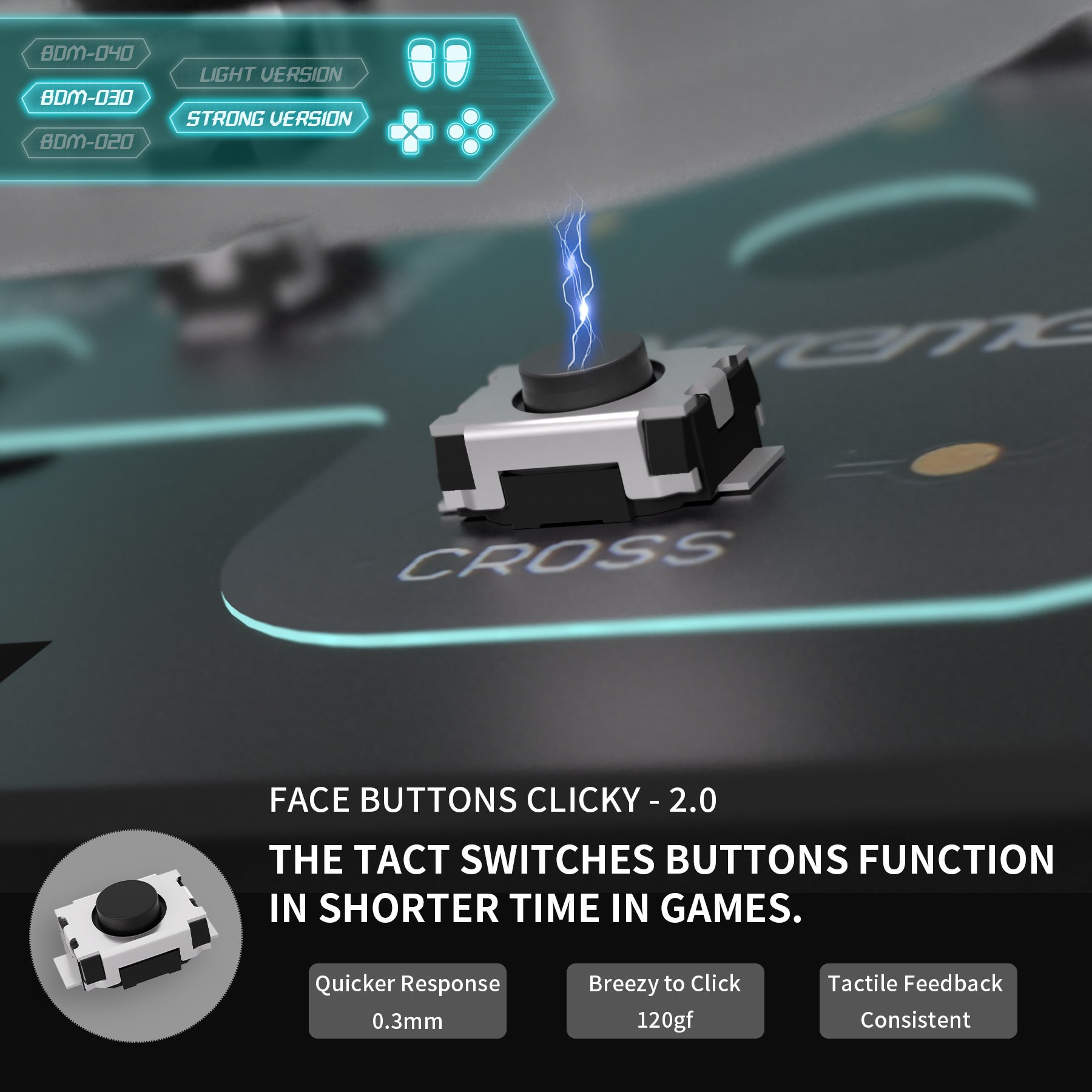 eXtremeRate Whole Set - Strong Version Clicky Kit for PS5 Controller BDM-030, Custom Micro Switch L2R2 Face Buttons Clicky Kit and Tactile L1R1 Keys Mouse Click for PS5 Controller eXtremeRate