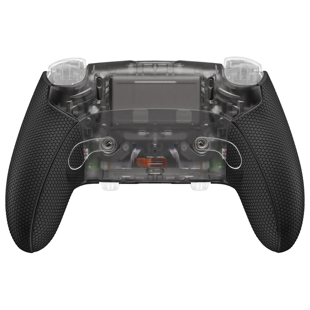 eXtremeRate Beyond-ARC Bottom Shell Kit with Rubberised Grip for PS5 Edge Controller - Clear & Black eXtremeRate