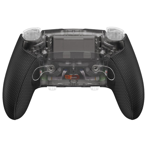 eXtremeRate Beyond-ARC Bottom Shell Kit with Rubberised Grip for PS5 Edge Controller - Clear & Black eXtremeRate